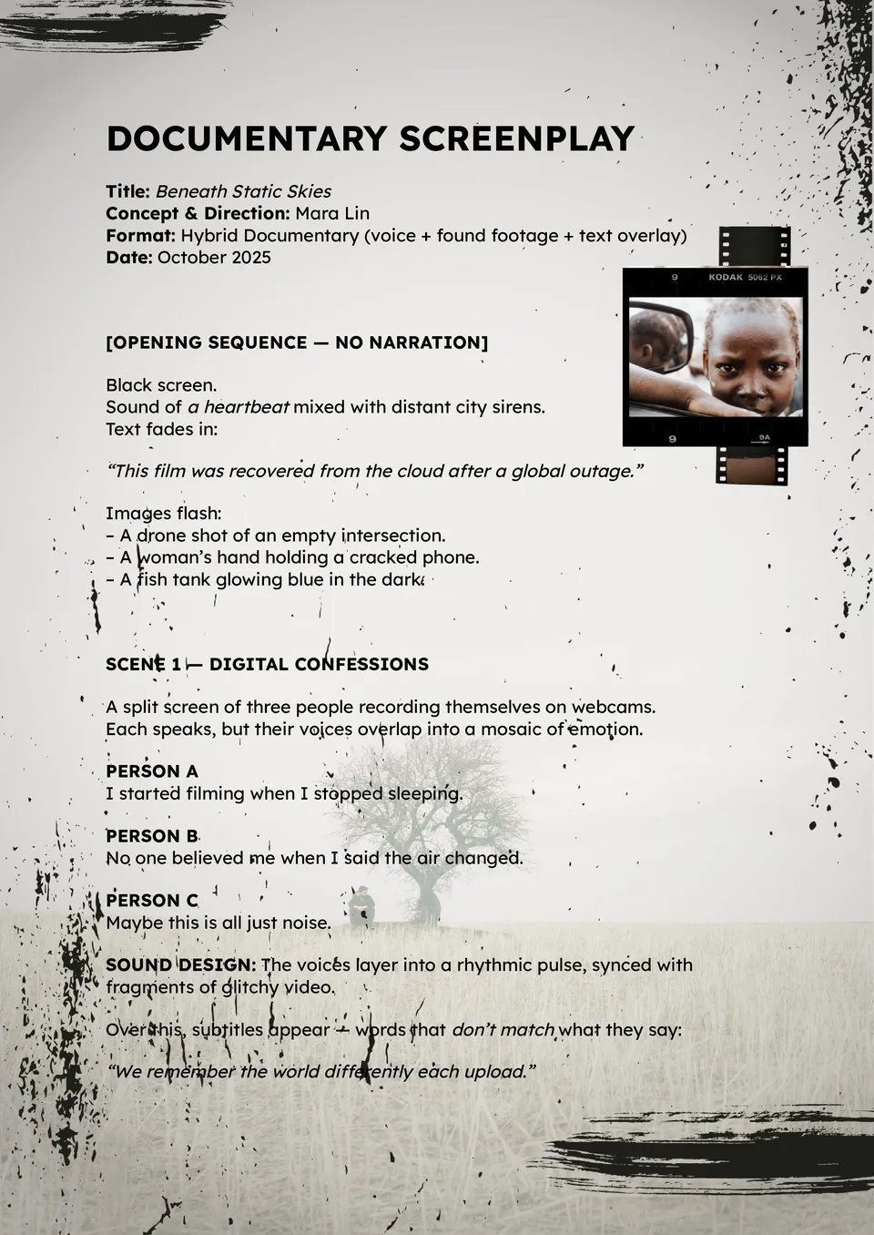 Documentary Screenplay Template