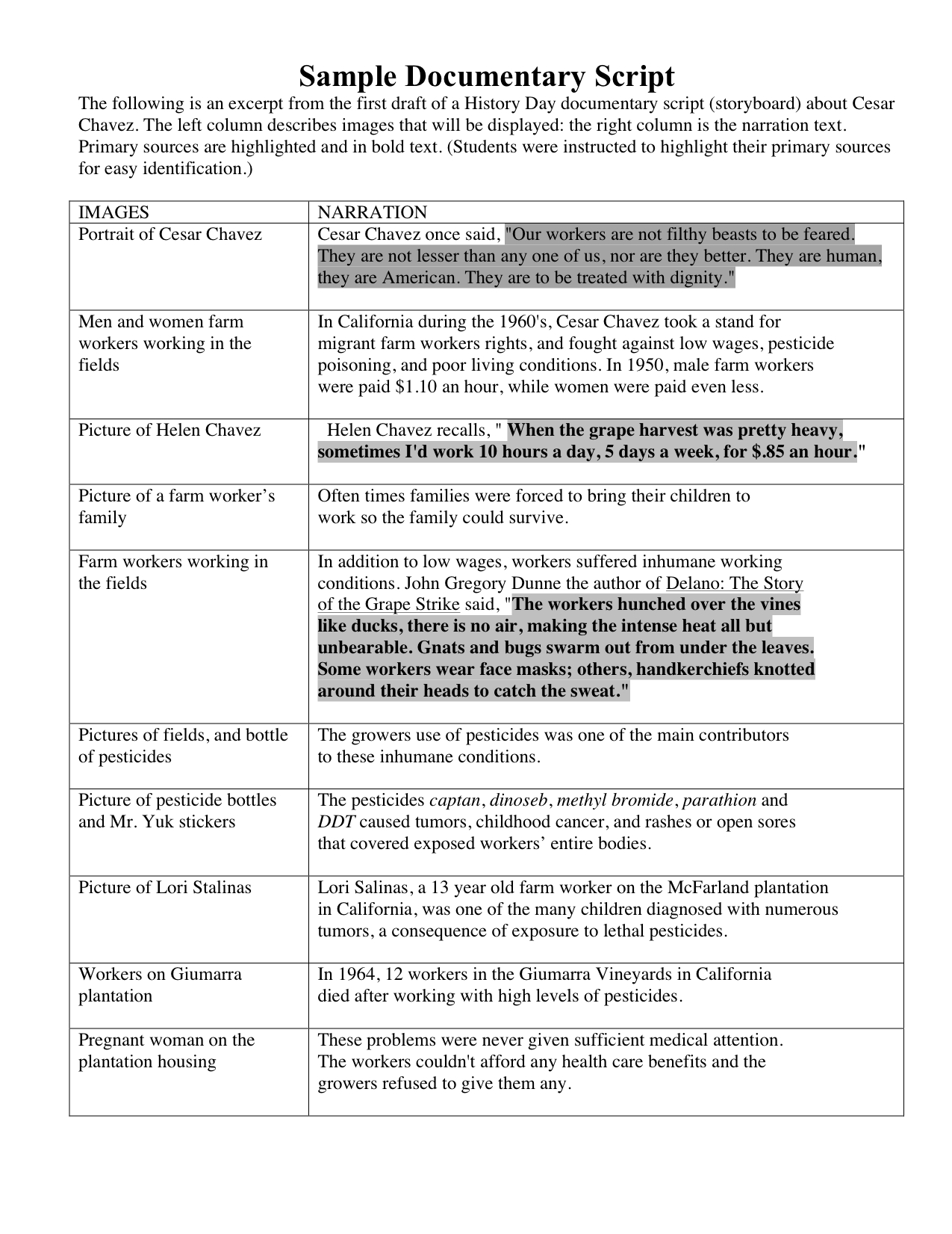 Documentary Script Outline