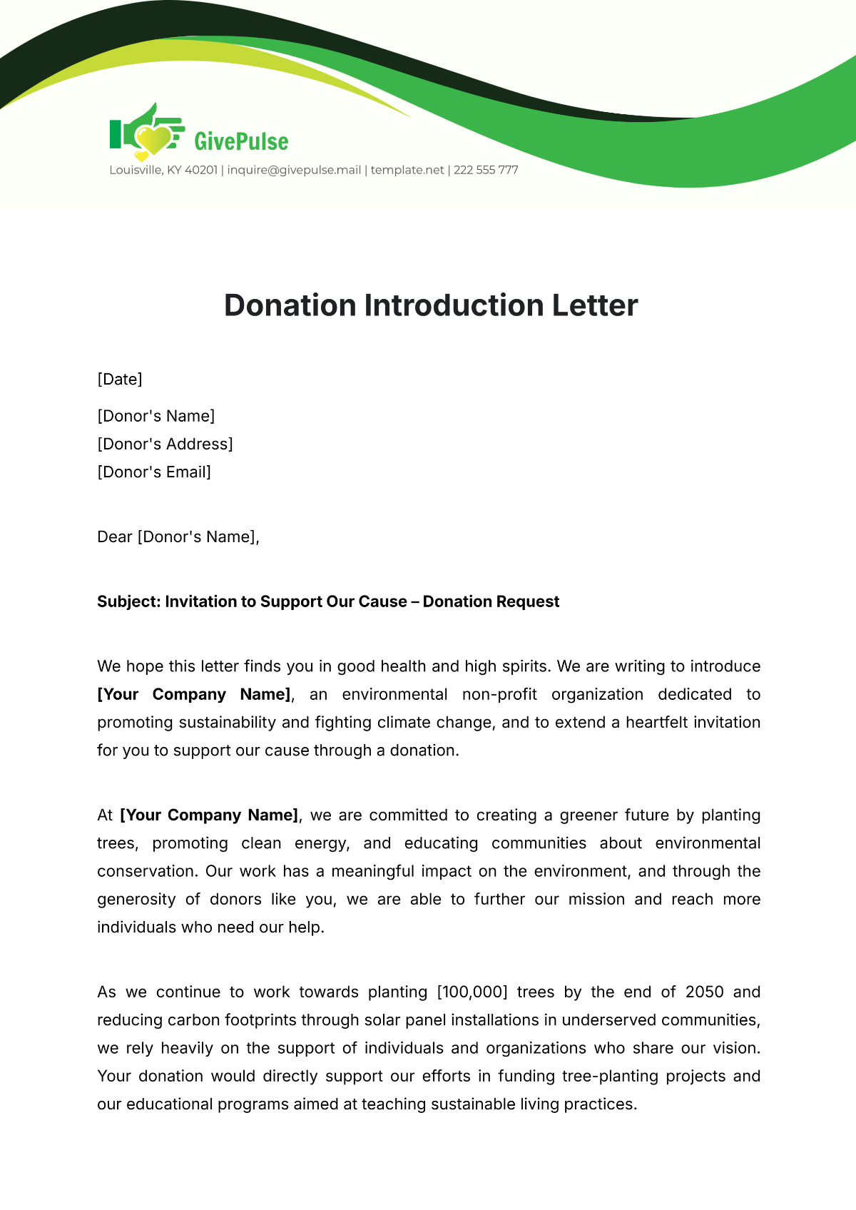 Donation Introduction Letter