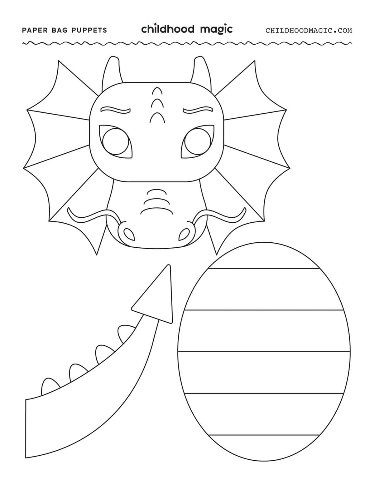 Dragon Paper Bag Puppet Craft With Free Printable