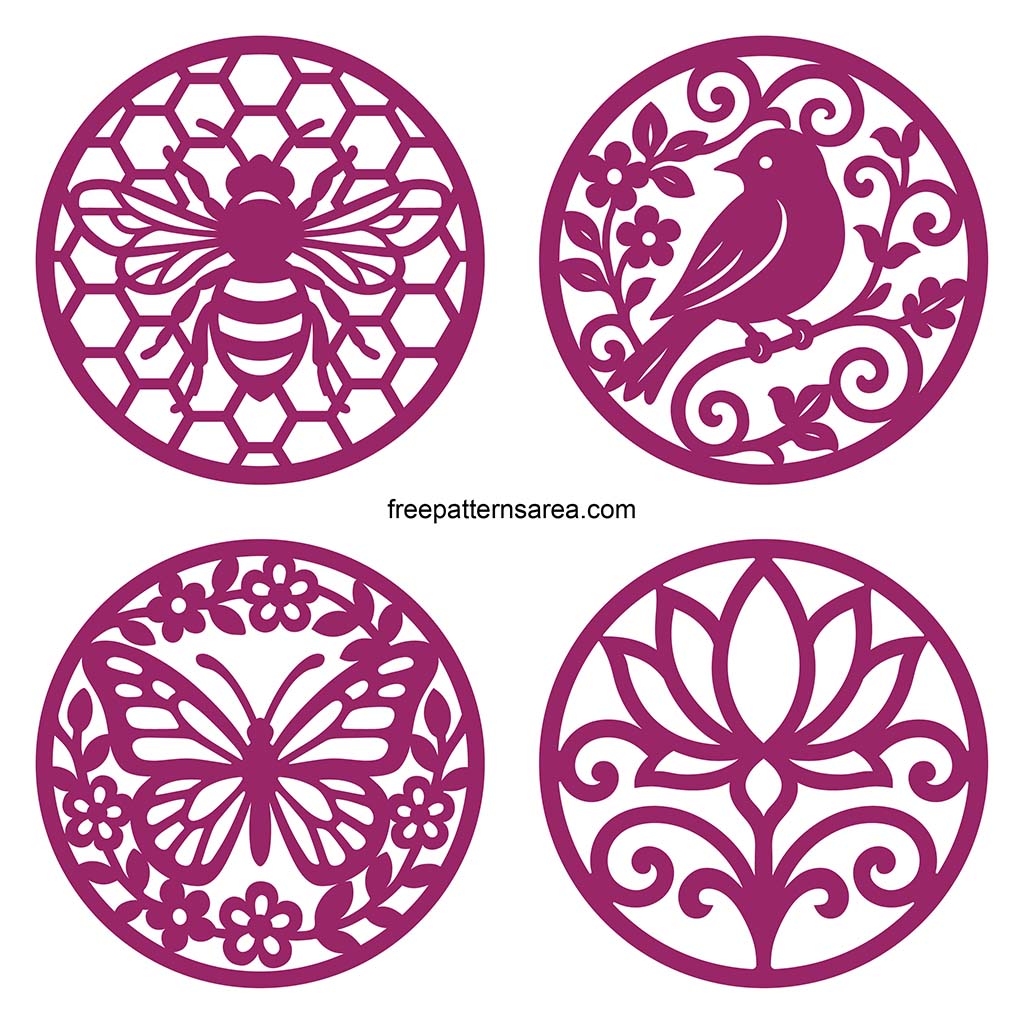 Drink Coaster Svg Template Laser Cutting Template File