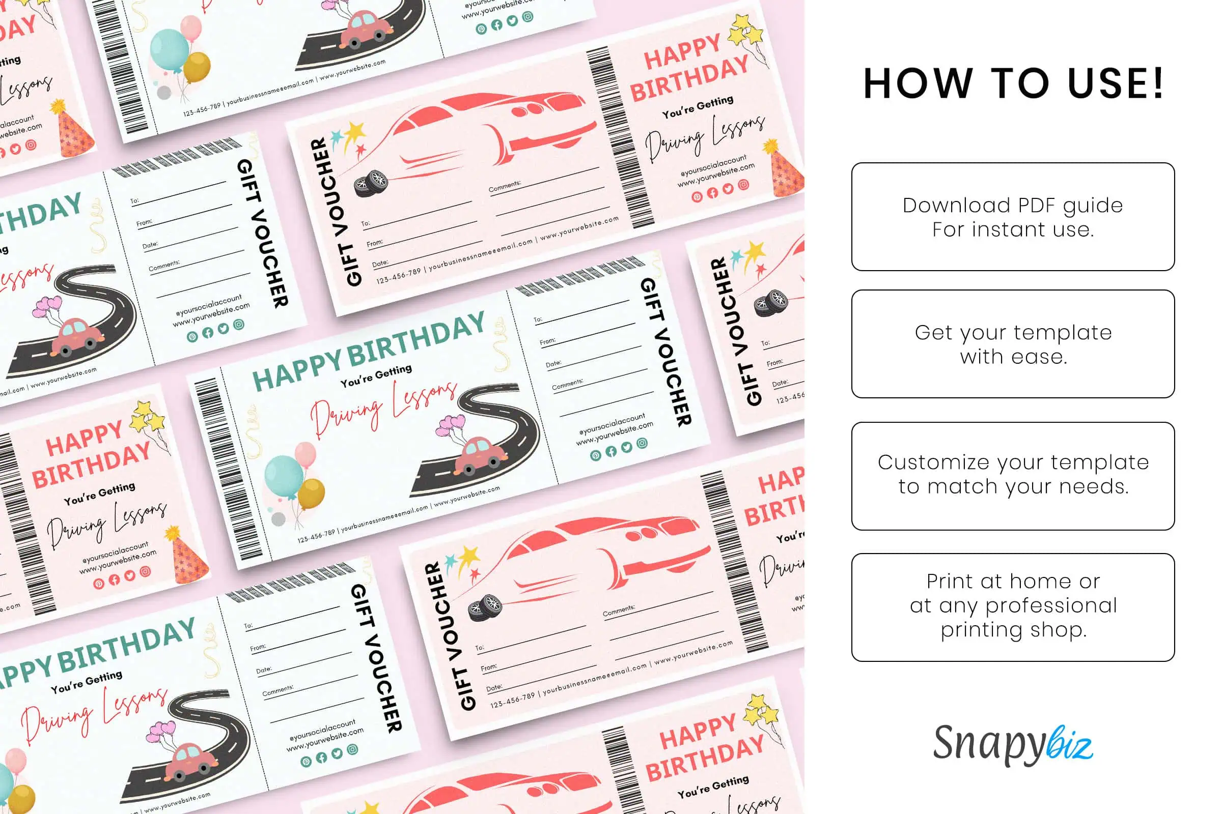 Driving Lessons Gift Voucher Certificate Template