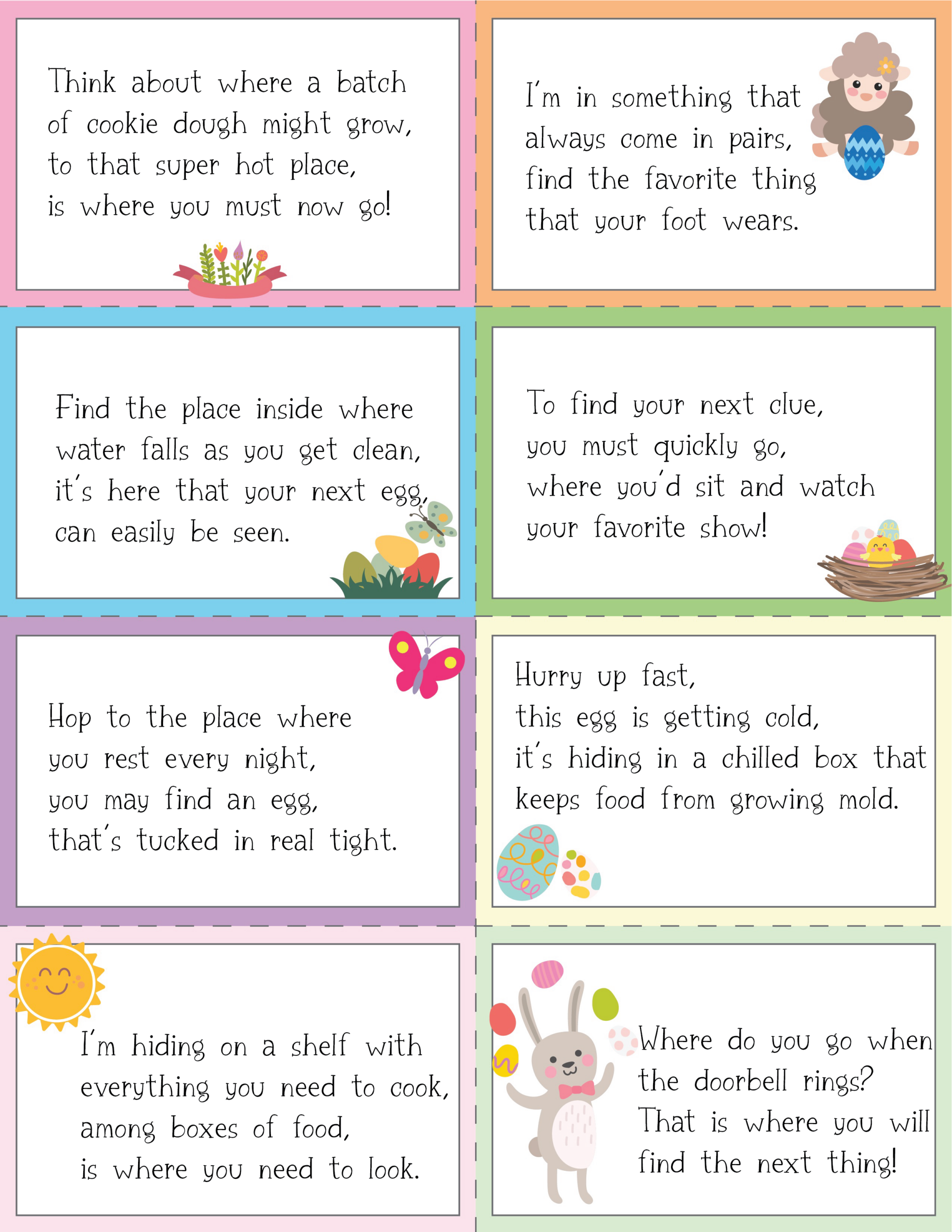 Easter Egg Hunt Clues