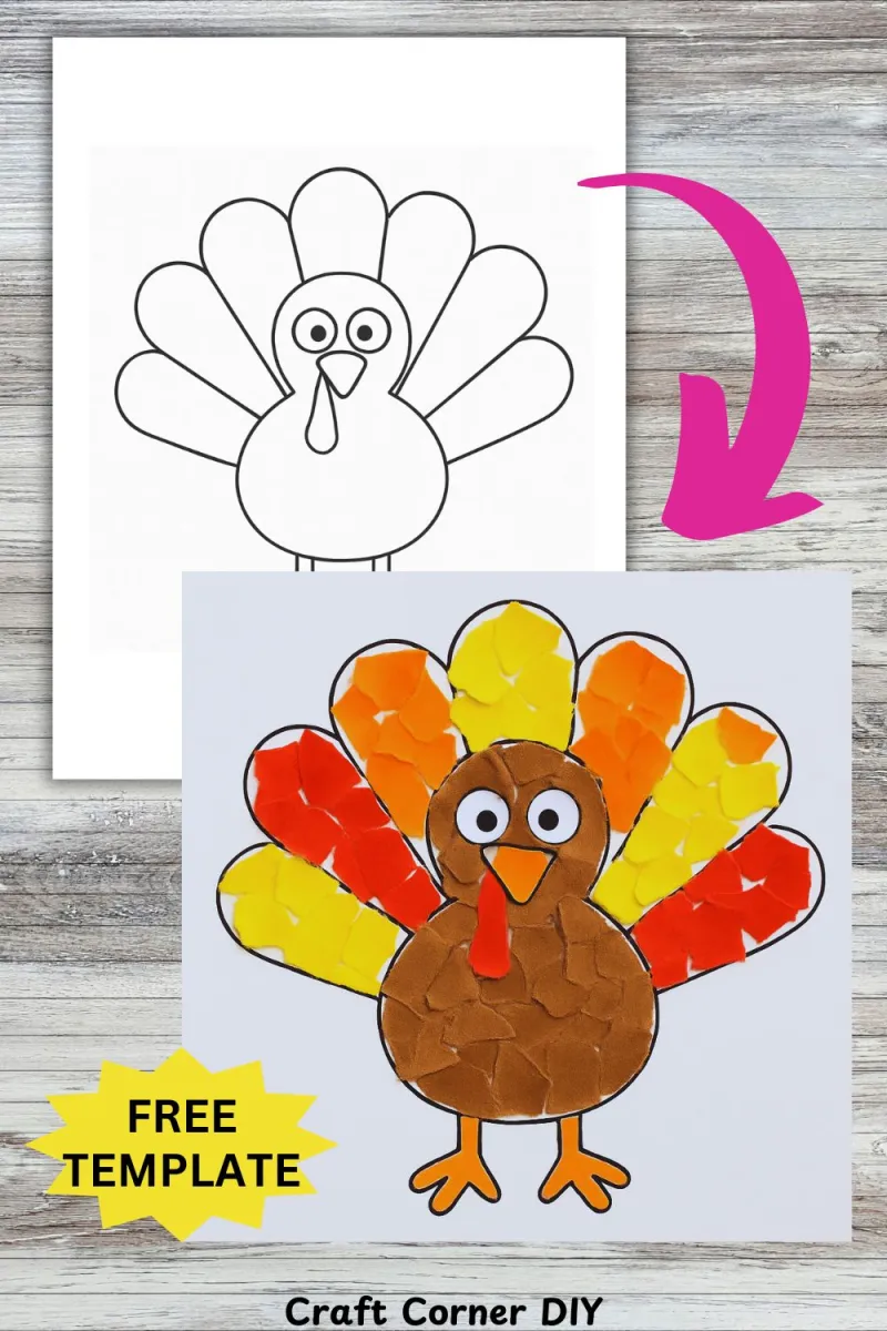 Easy Torn Paper Turkey Craft For Kids