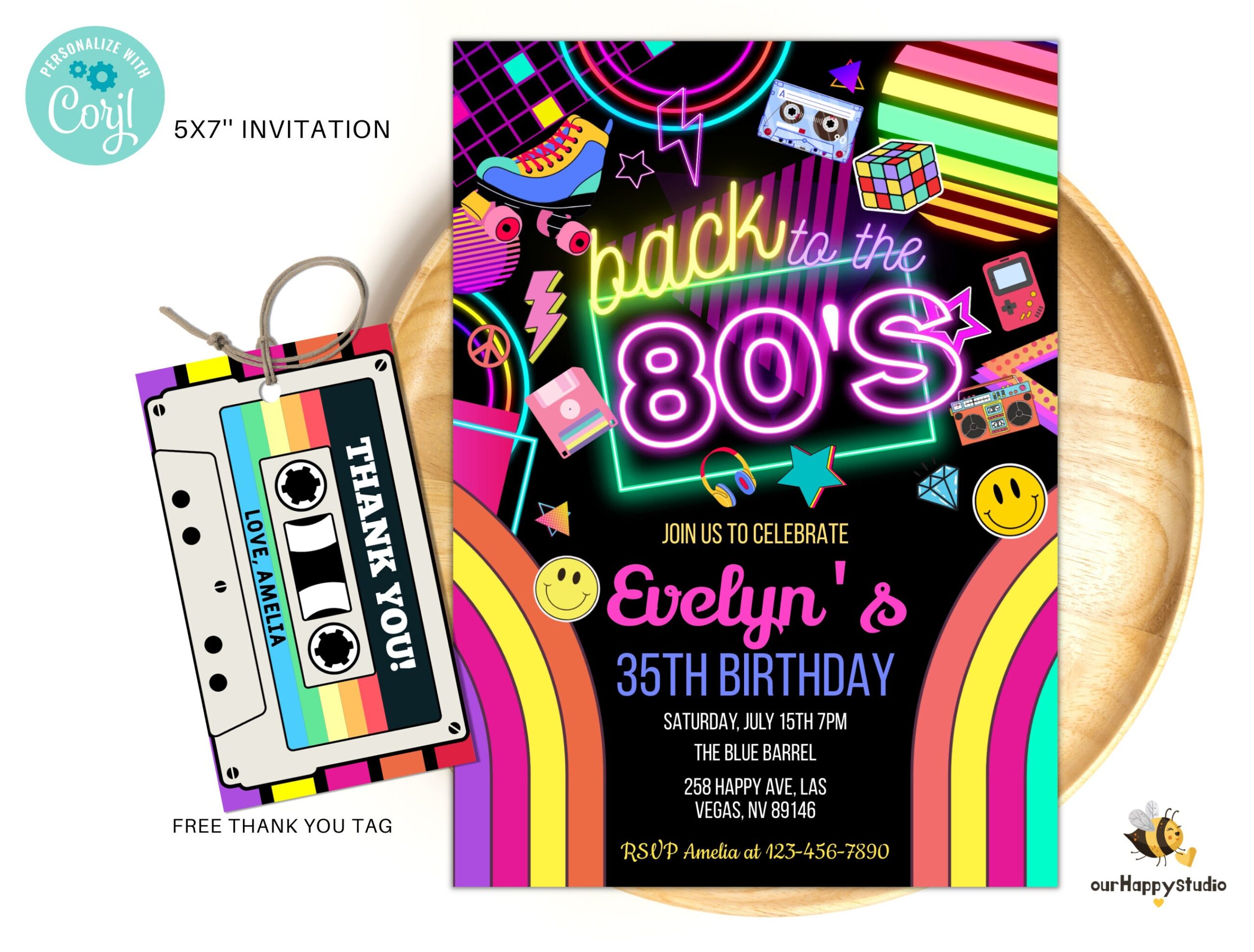 Editable 80s Birthday Party Invitation Editable 80s Birthday Party Invitation