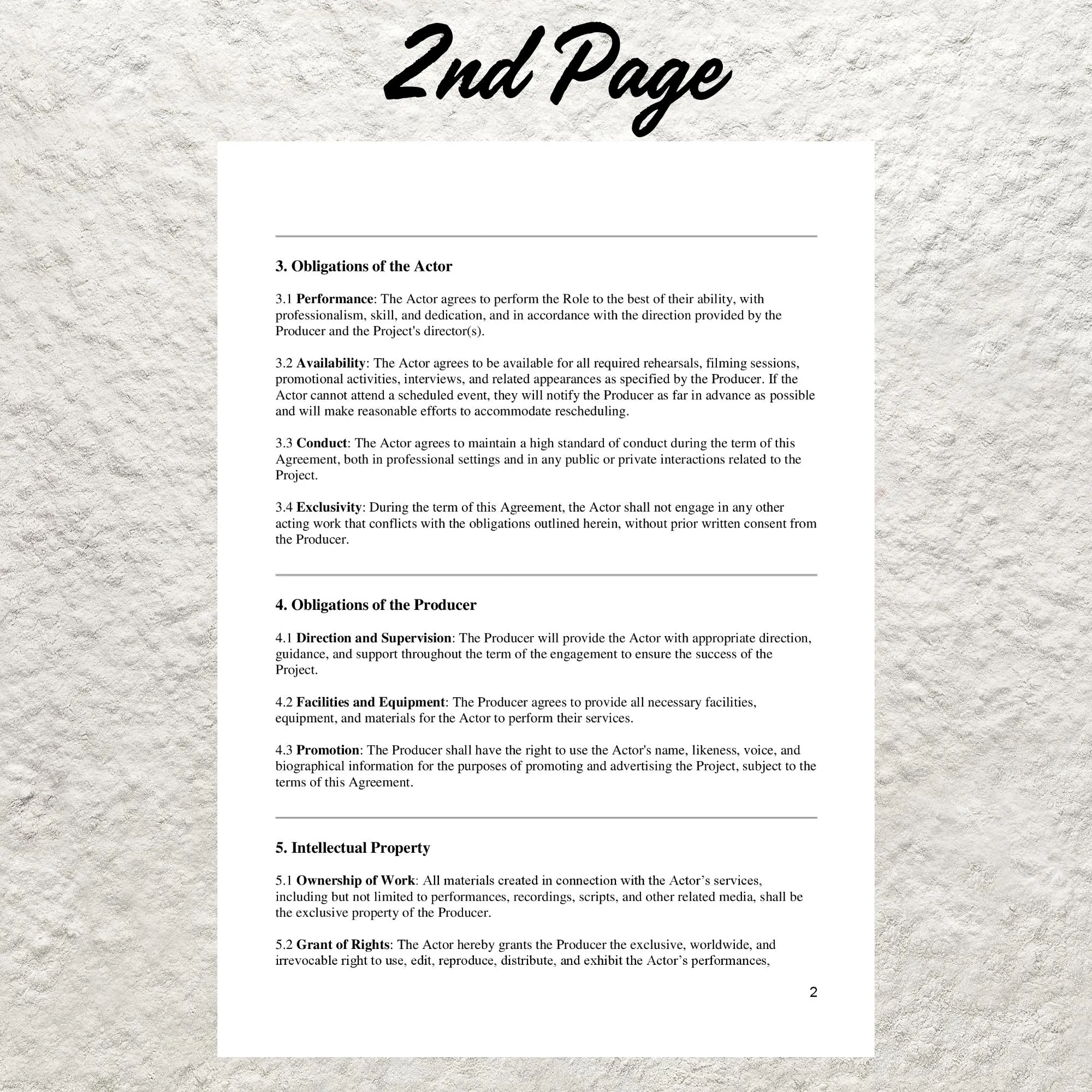 Editable Actor Contract Template Editable Actor Contract Template