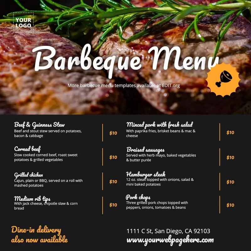 Editable Bbq Menu Templates