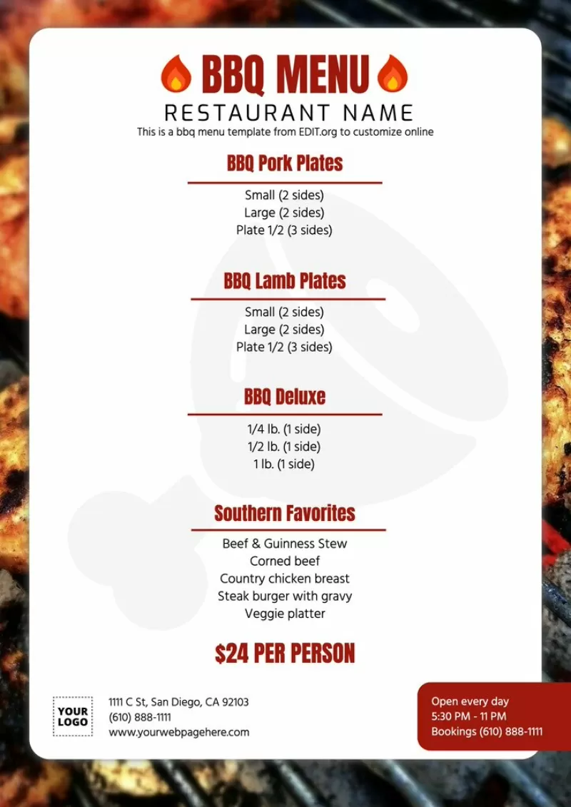 Editable Bbq Menu Templates