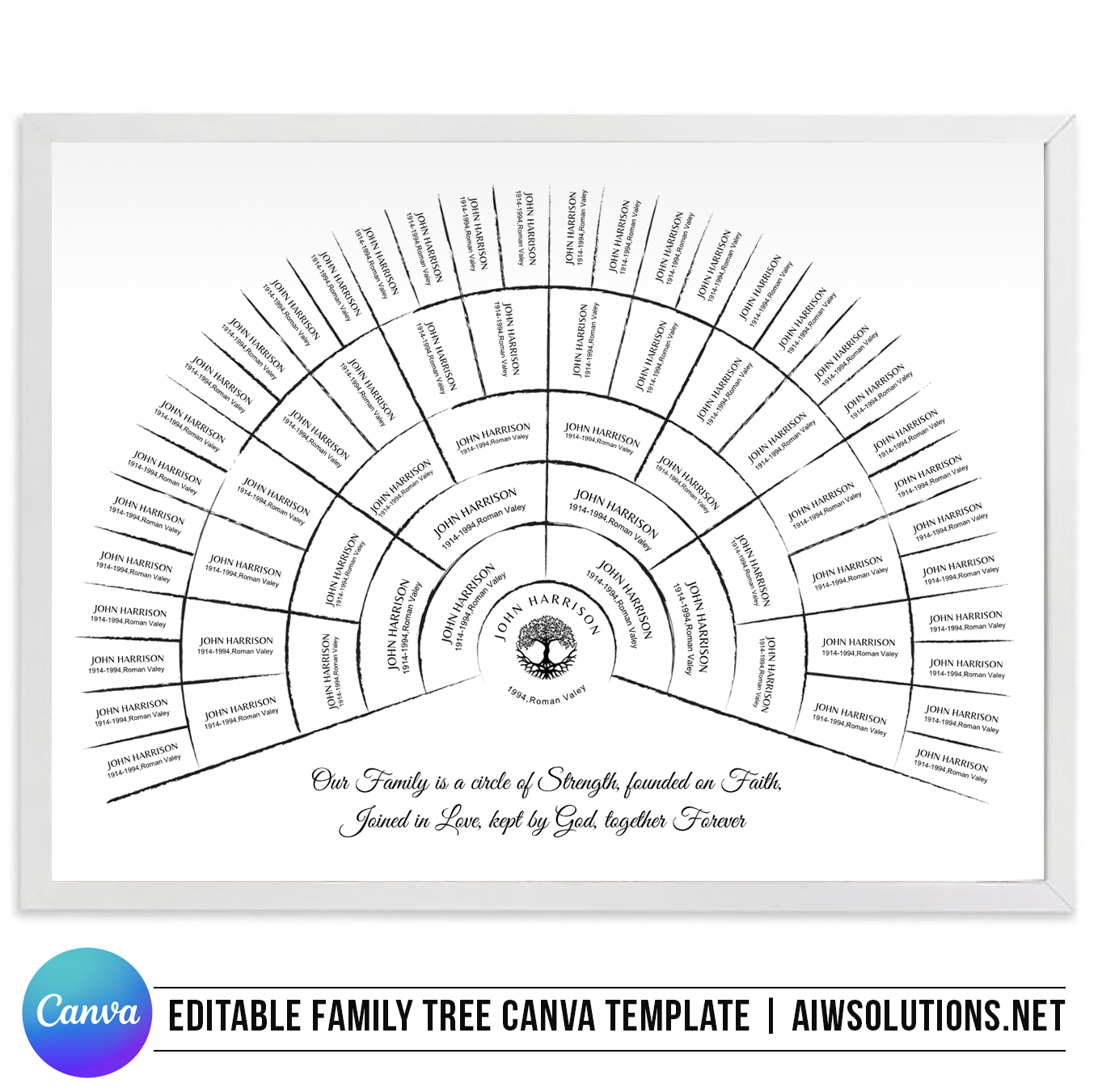 Editable Canva Family Tree Template 7 Generations Family Tree Id09y