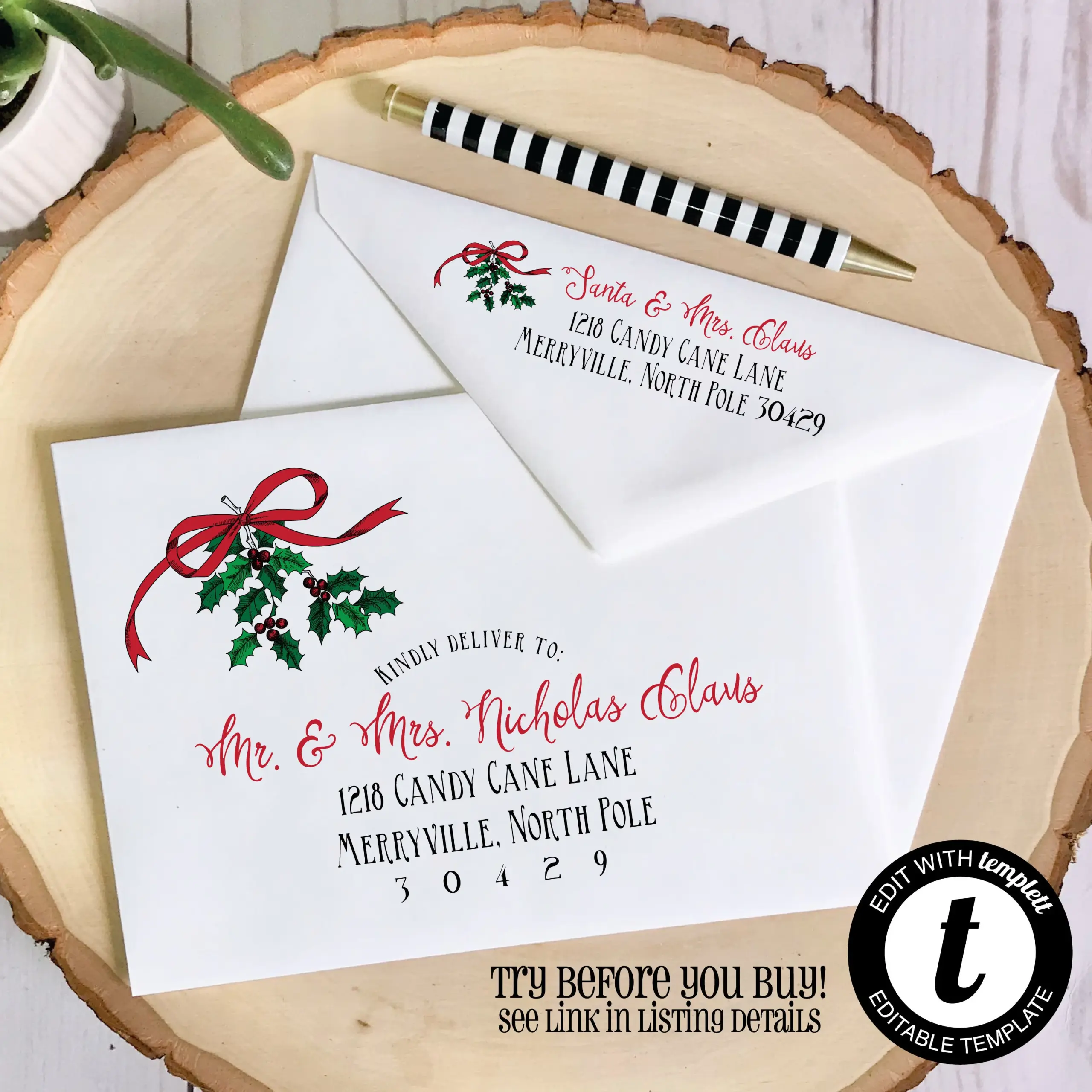 Editable Christmas Envelope Template
