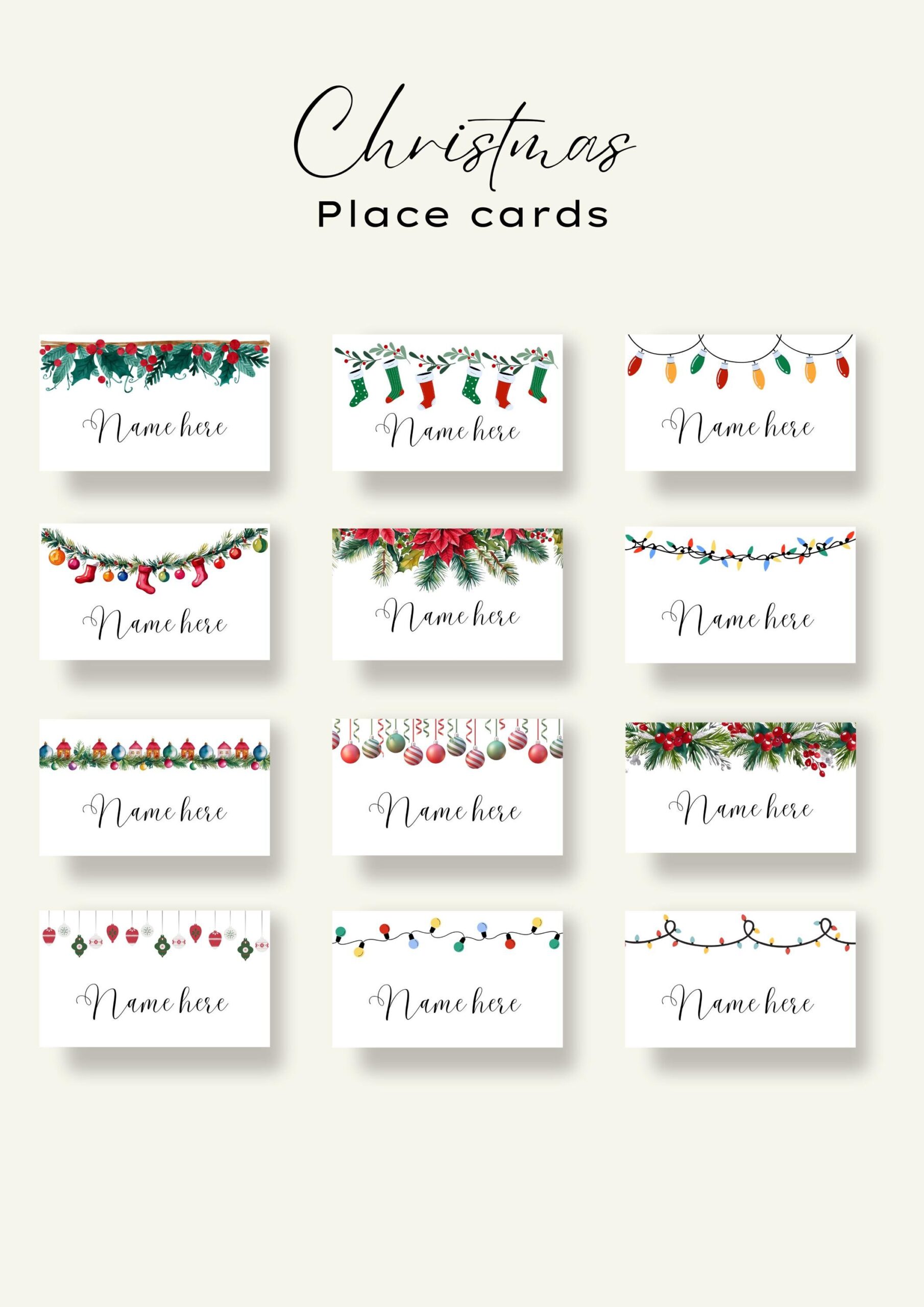 christmas place cards template