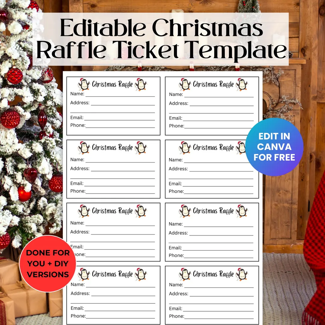 Editable Christmas Raffle Ticket