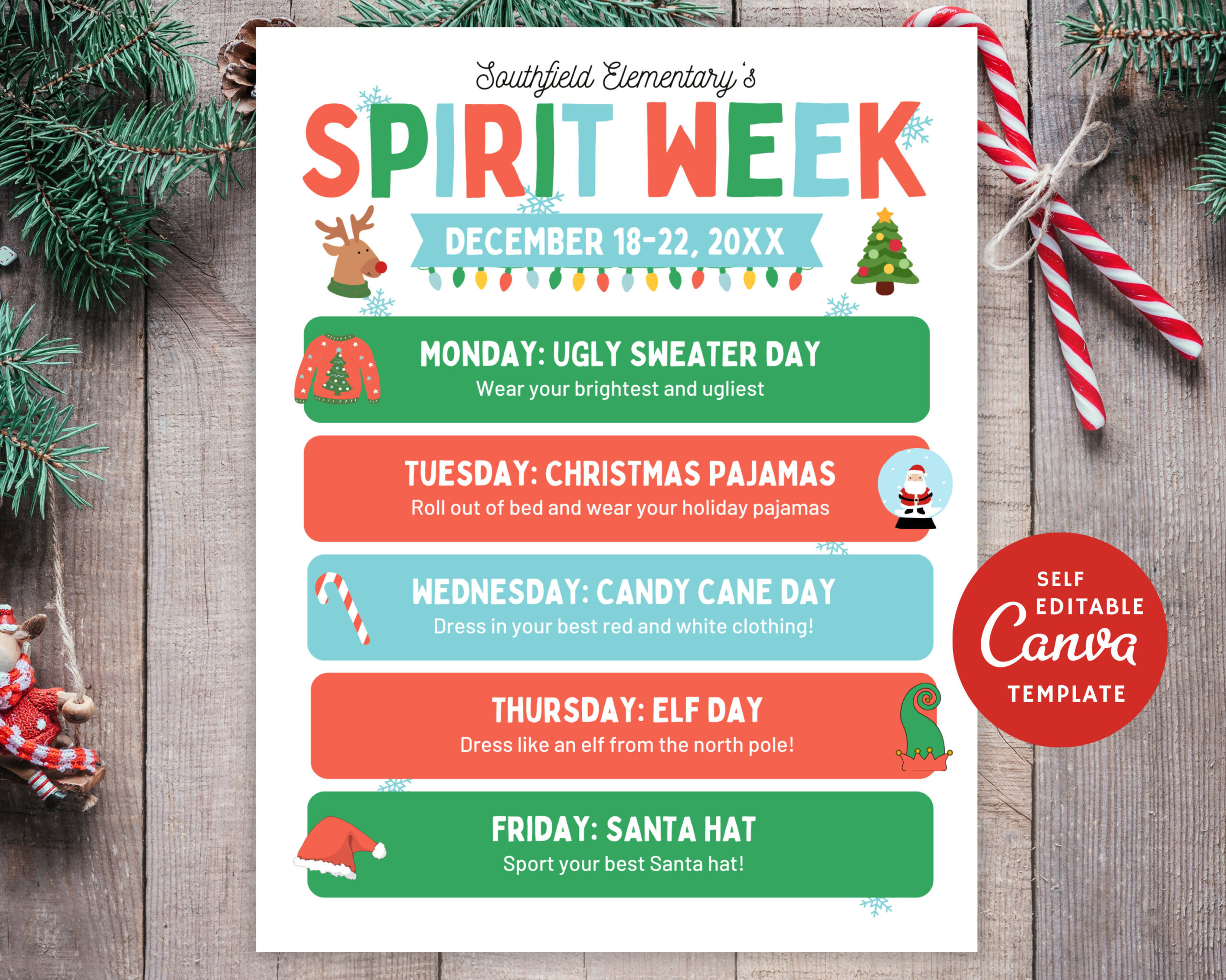 Editable Christmas Spirit Week Flyer Editable Christmas Spirit Week Flyer
