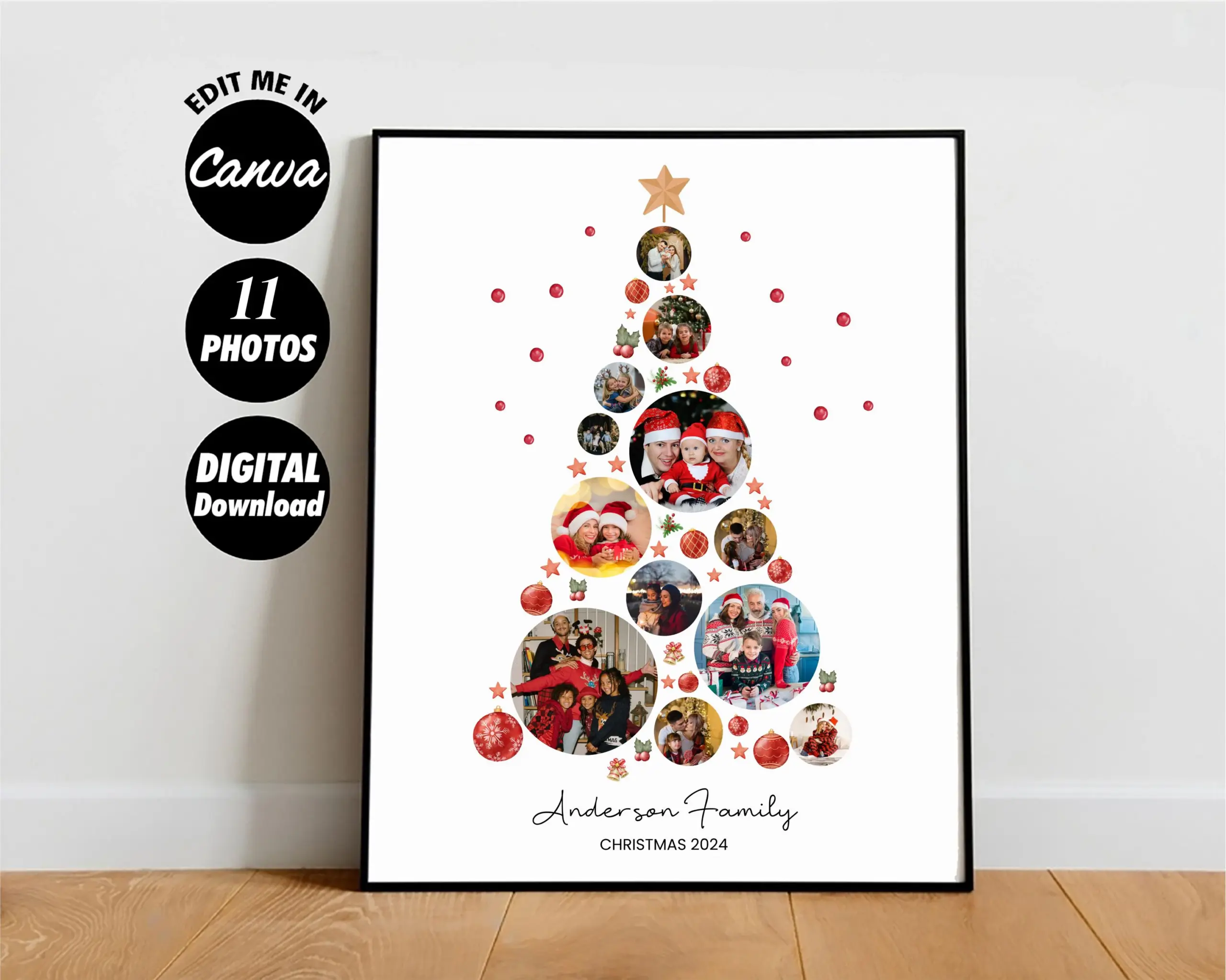 Editable Christmas Tree Photo Collage Editable Christmas Tree Photo Collage
