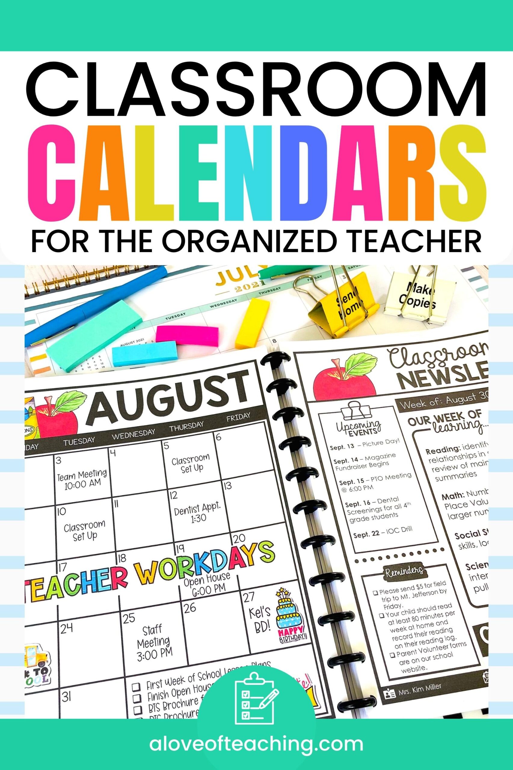 free printable classroom calendar template