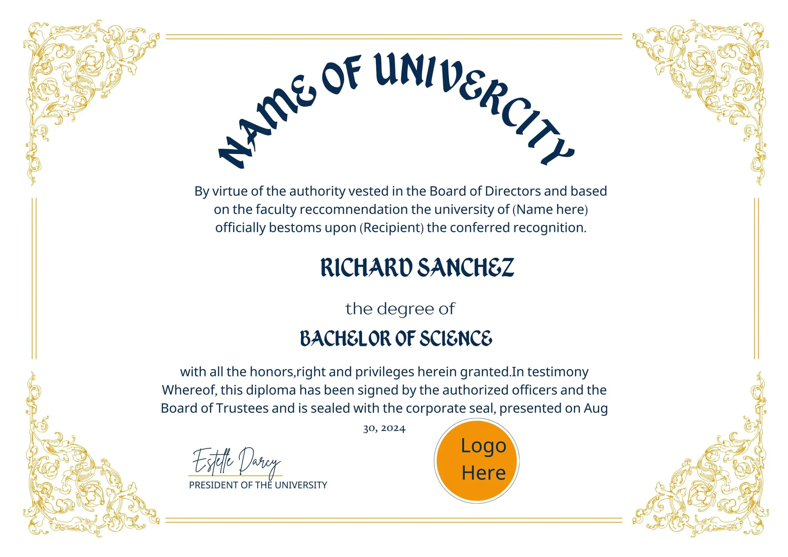 Editable Diploma Certificate Templates Editable Diploma Certificate Templates