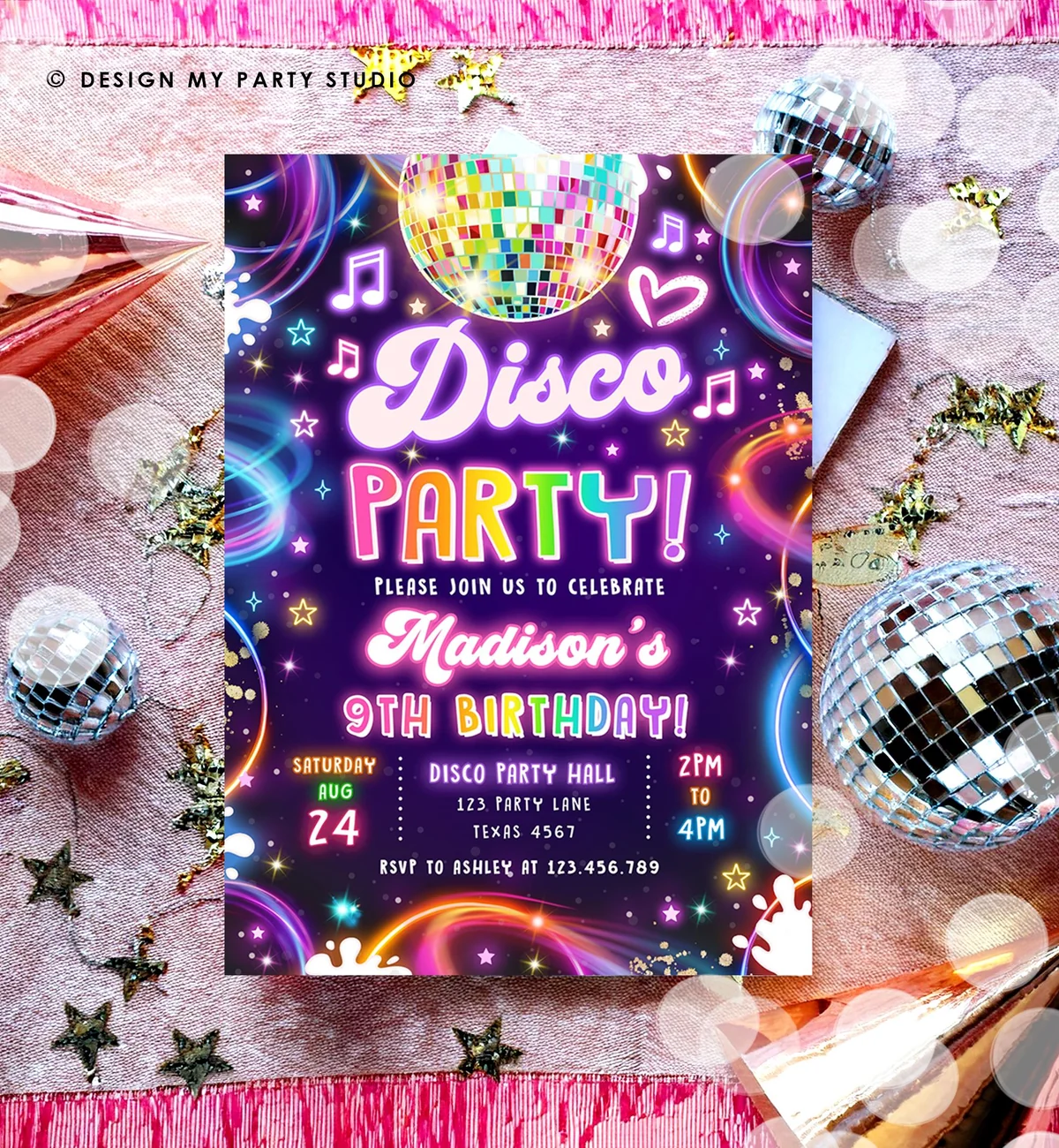 free printable disco party invitations template