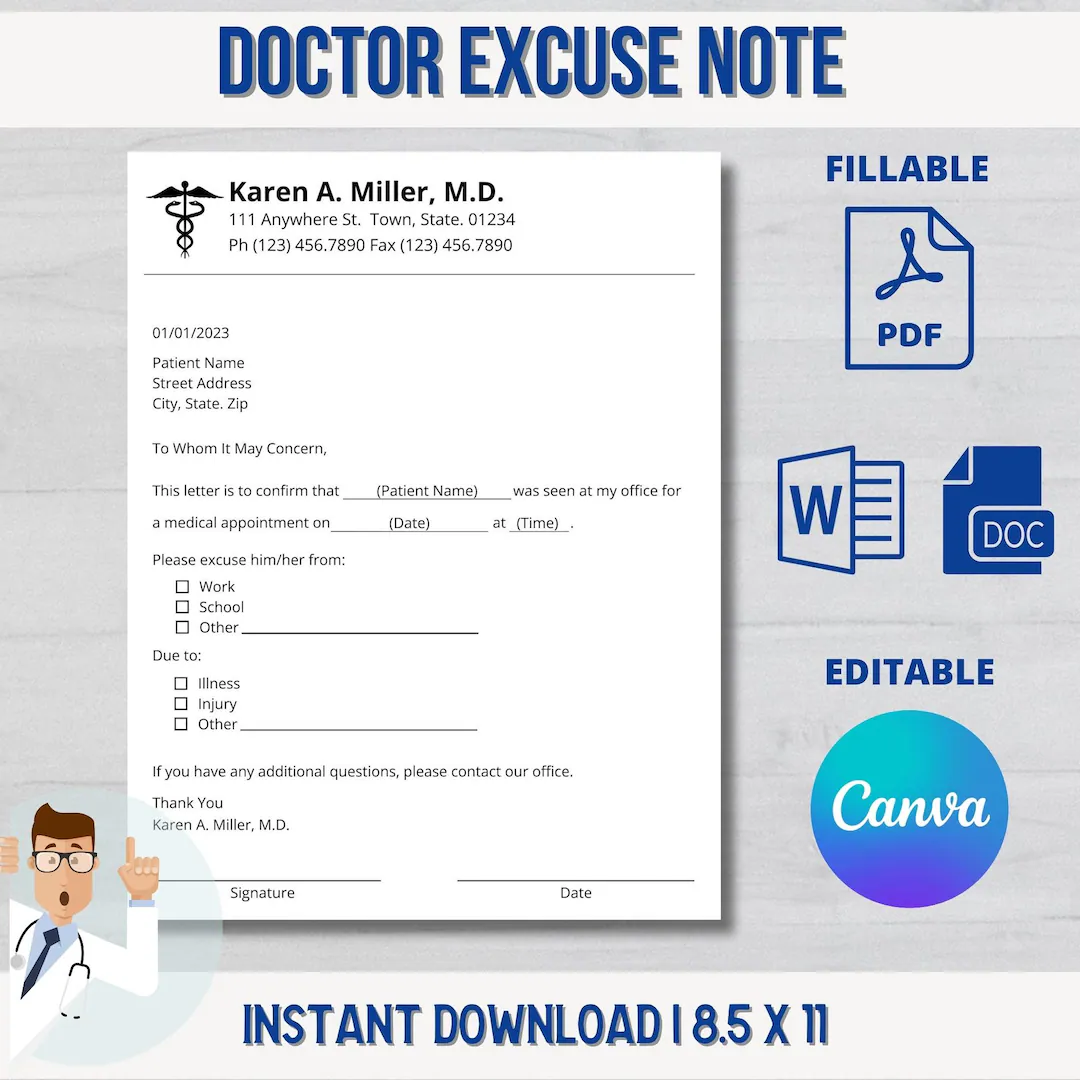 Editable Doctors Excuse Template