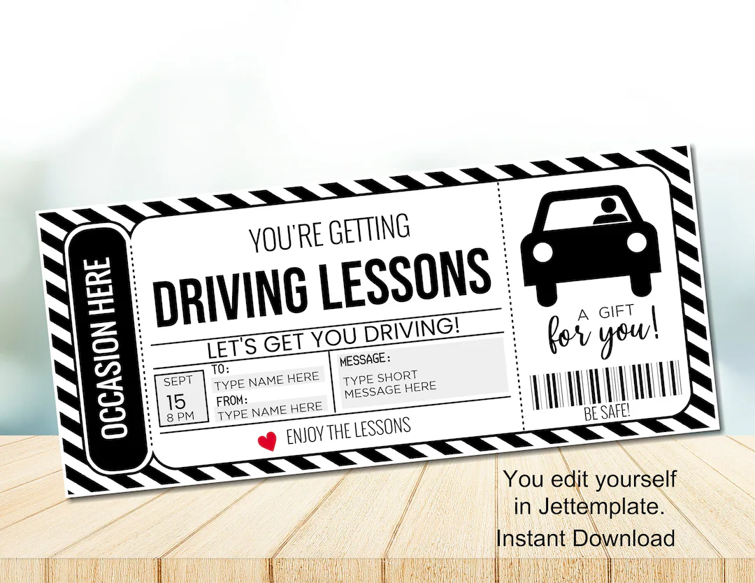 Editable Driving Lessons Voucher Driving