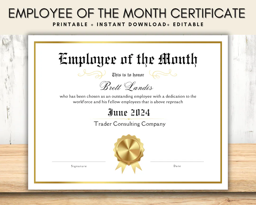 Editable Employee Of The Month
