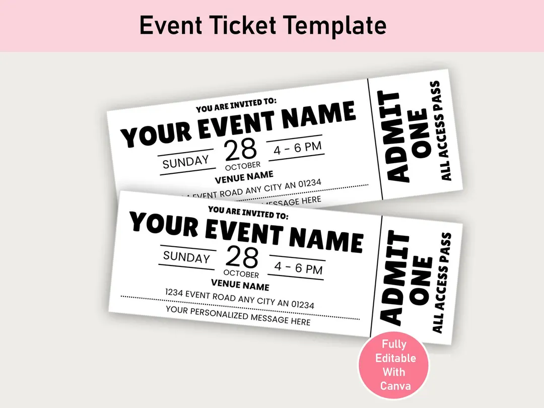 Editable Event Ticket Template Printable