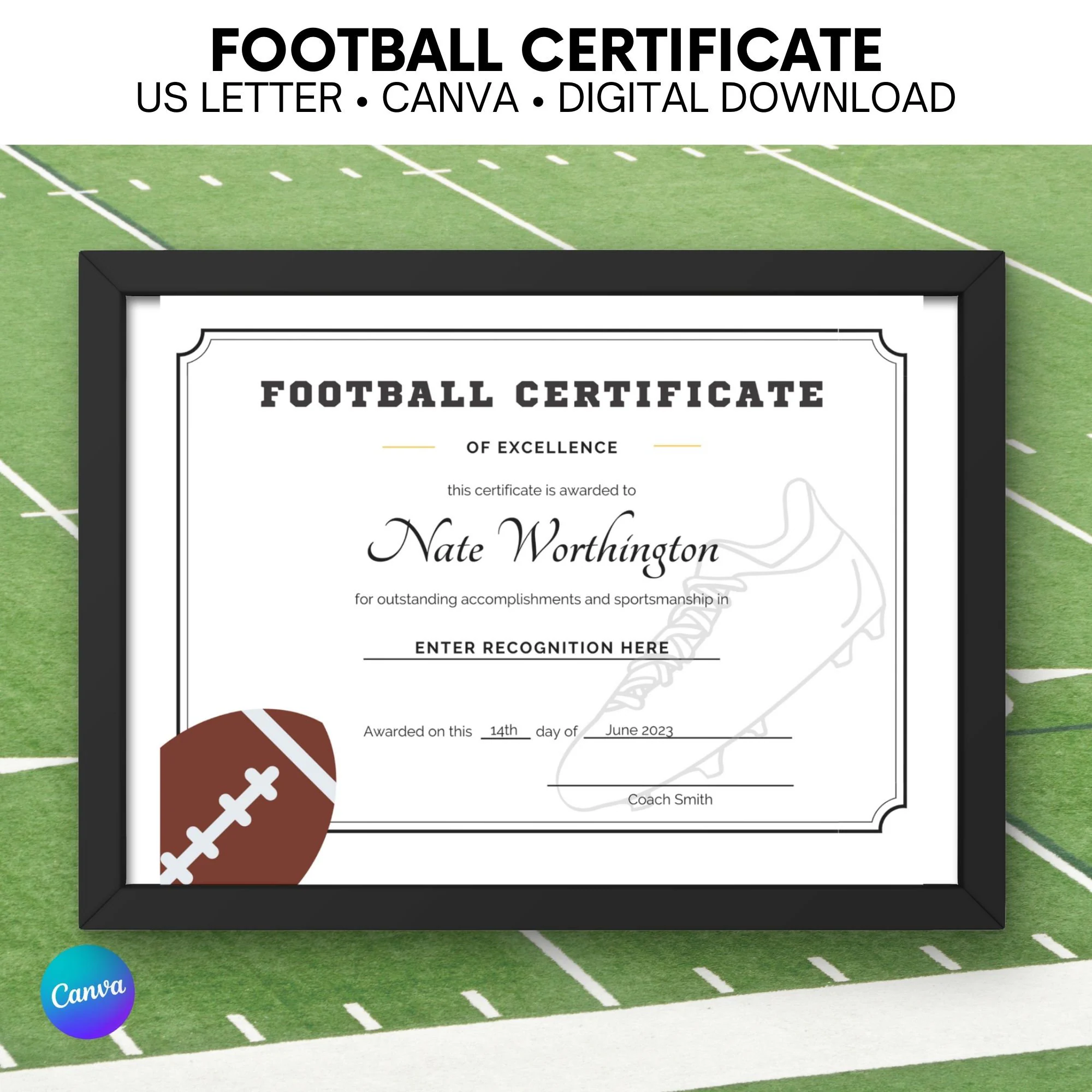 Editable Football Certificate Template