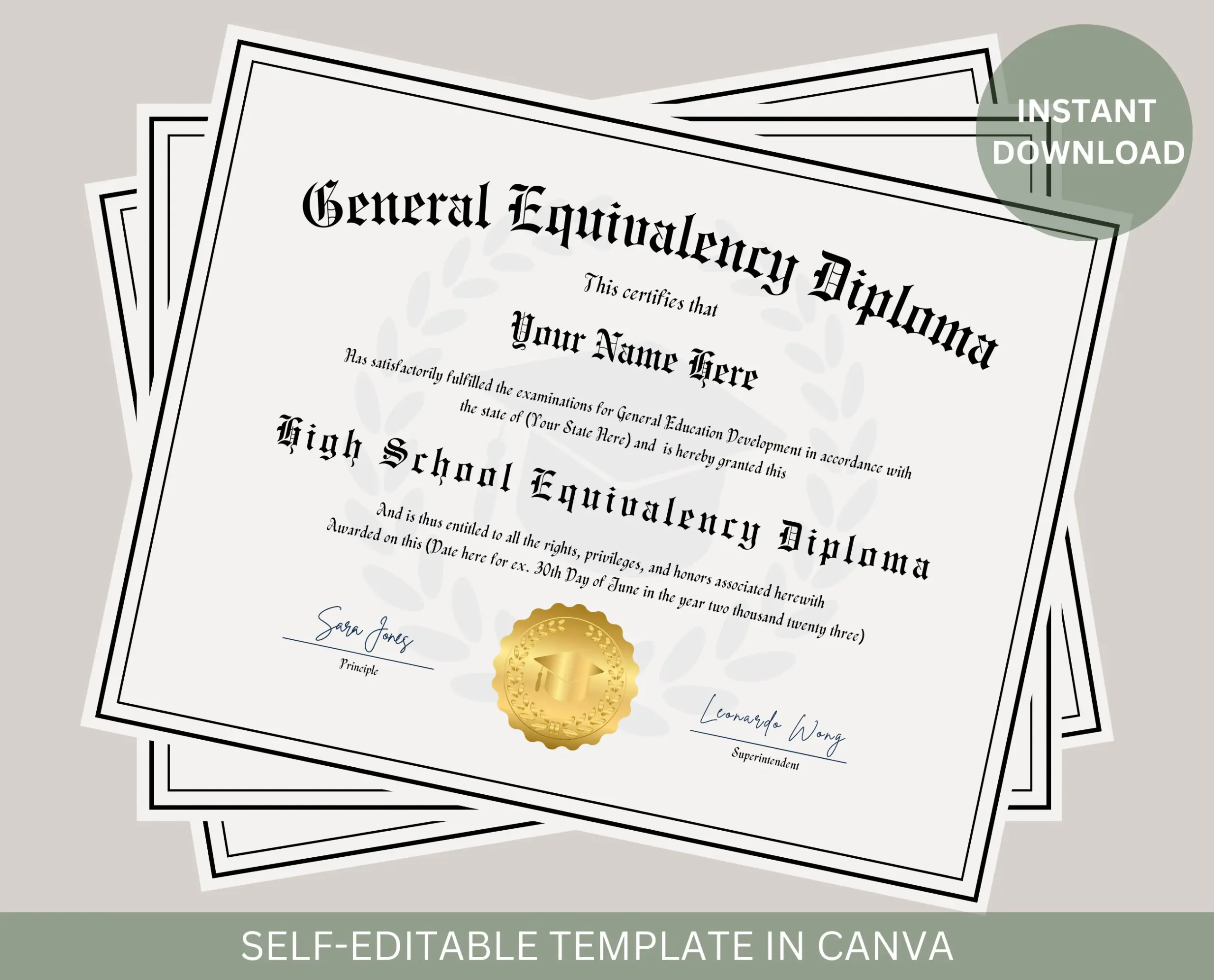 Editable Ged Diploma Template Replica Of