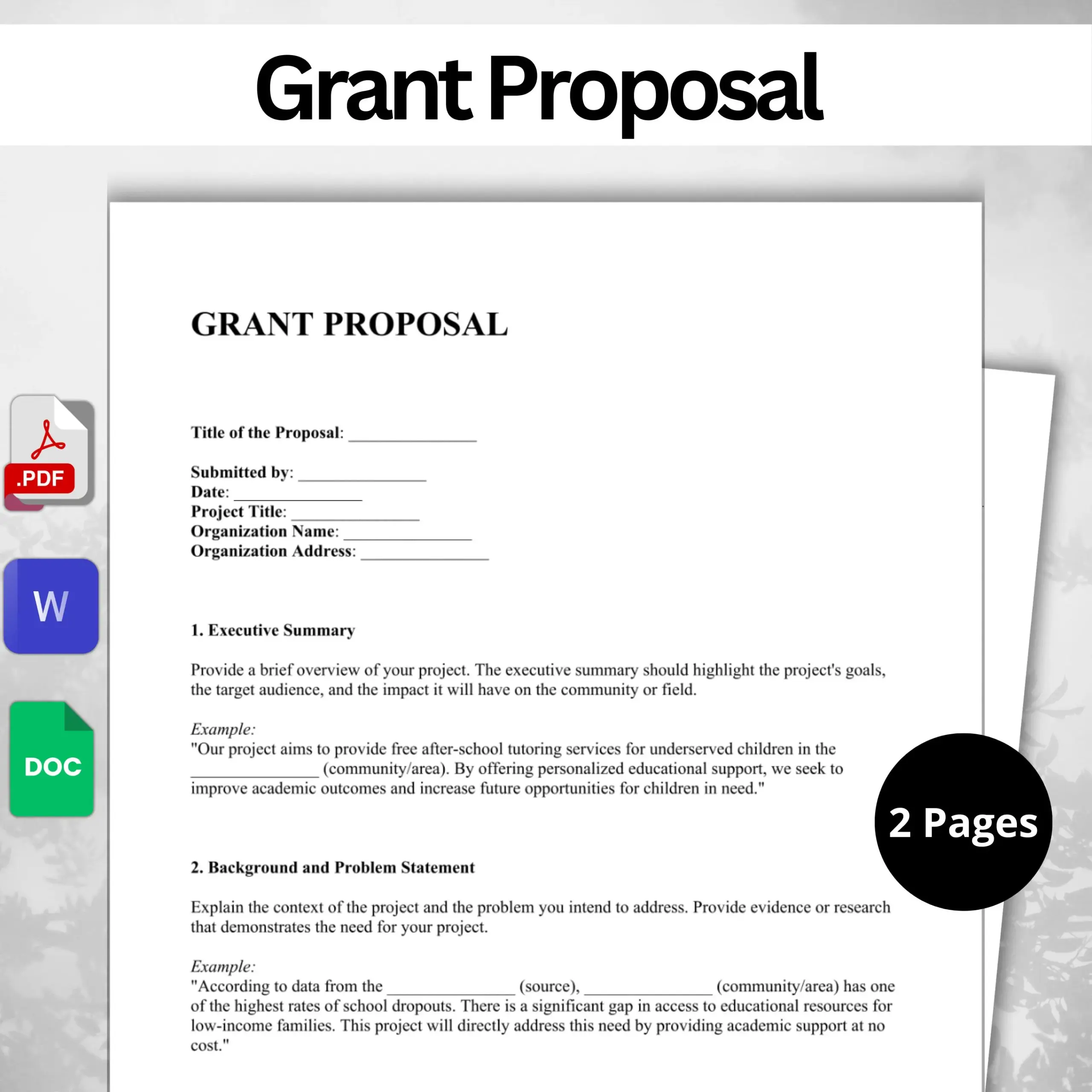 grant writing sample templates grant writing sample templates