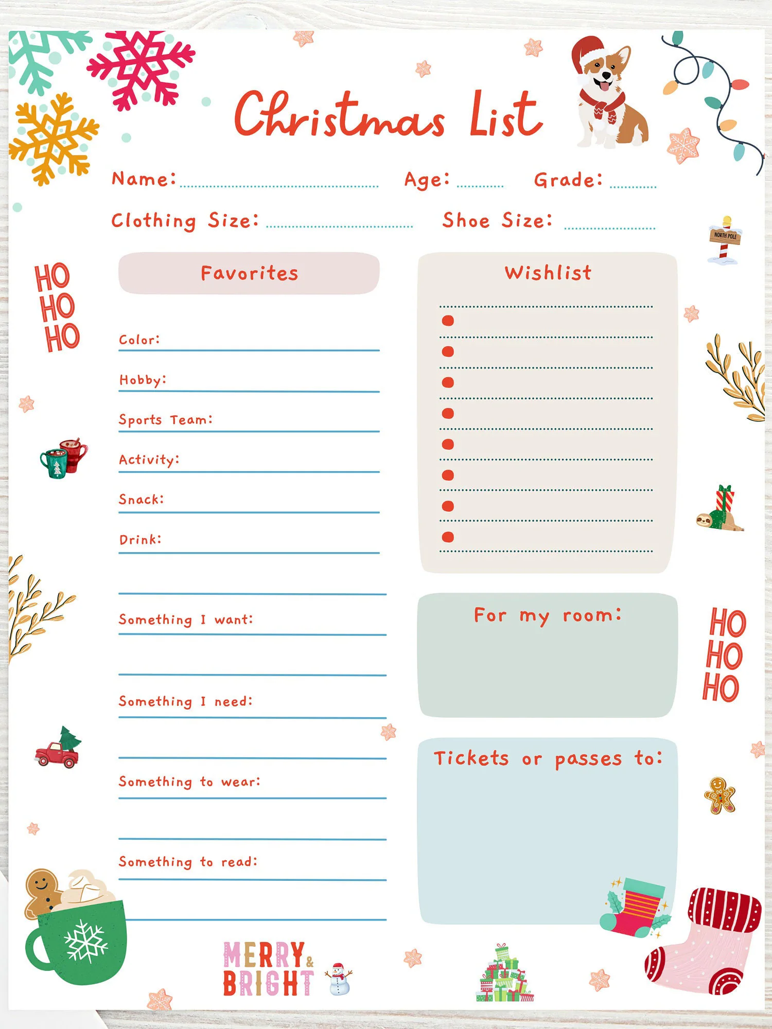 Editable Kids Christmas Wish List