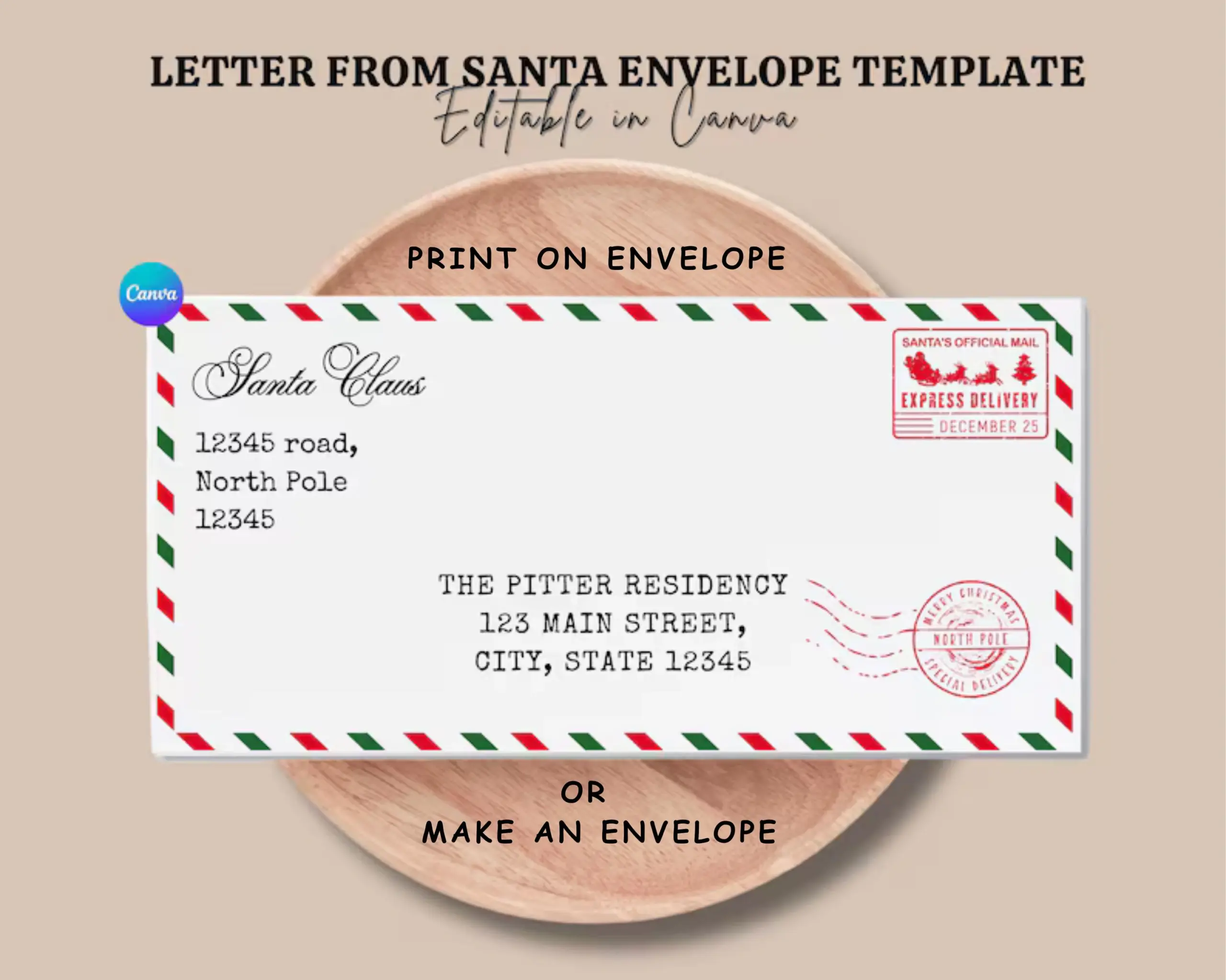 Editable Letter From Santa Envelope