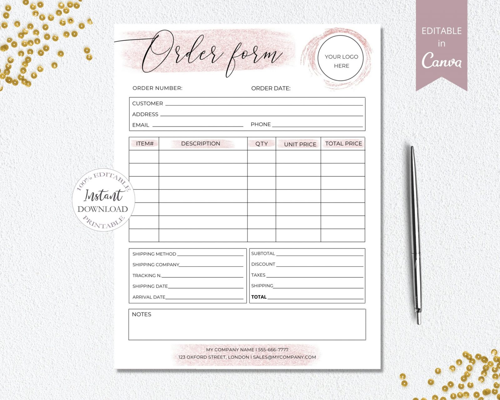 Editable Order Form