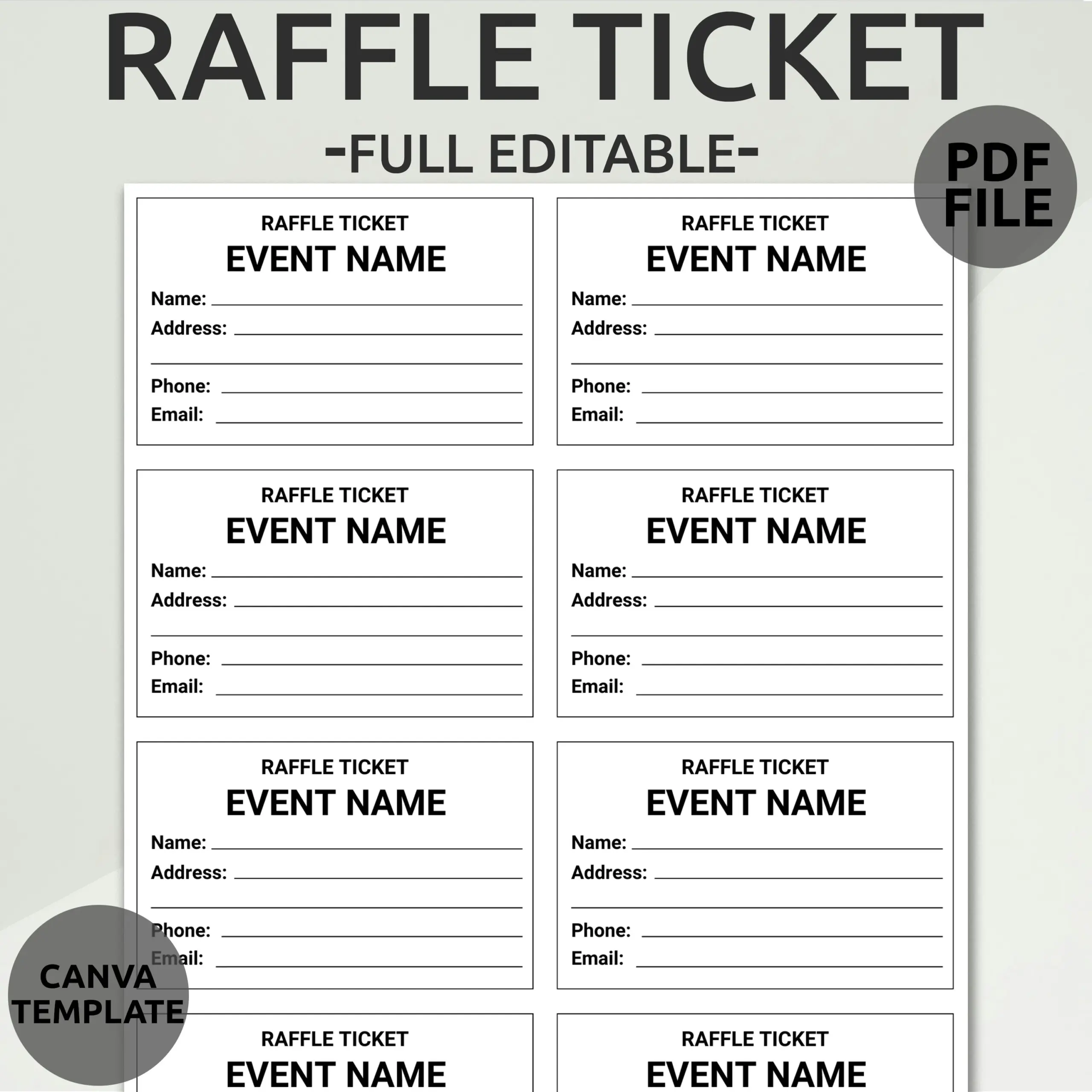 Editable Raffle Ticket Template