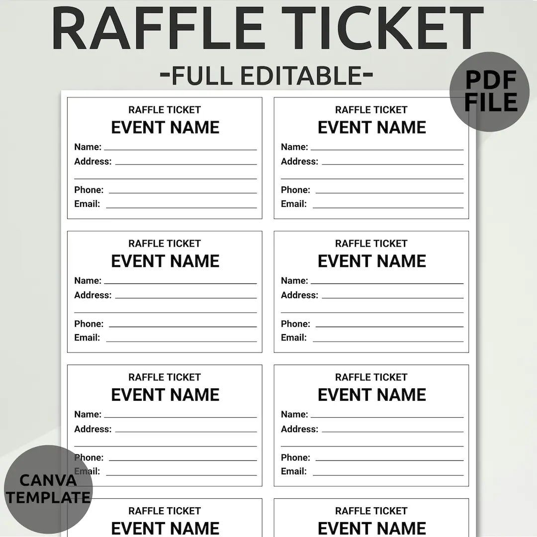 Editable Raffle Ticket Template
