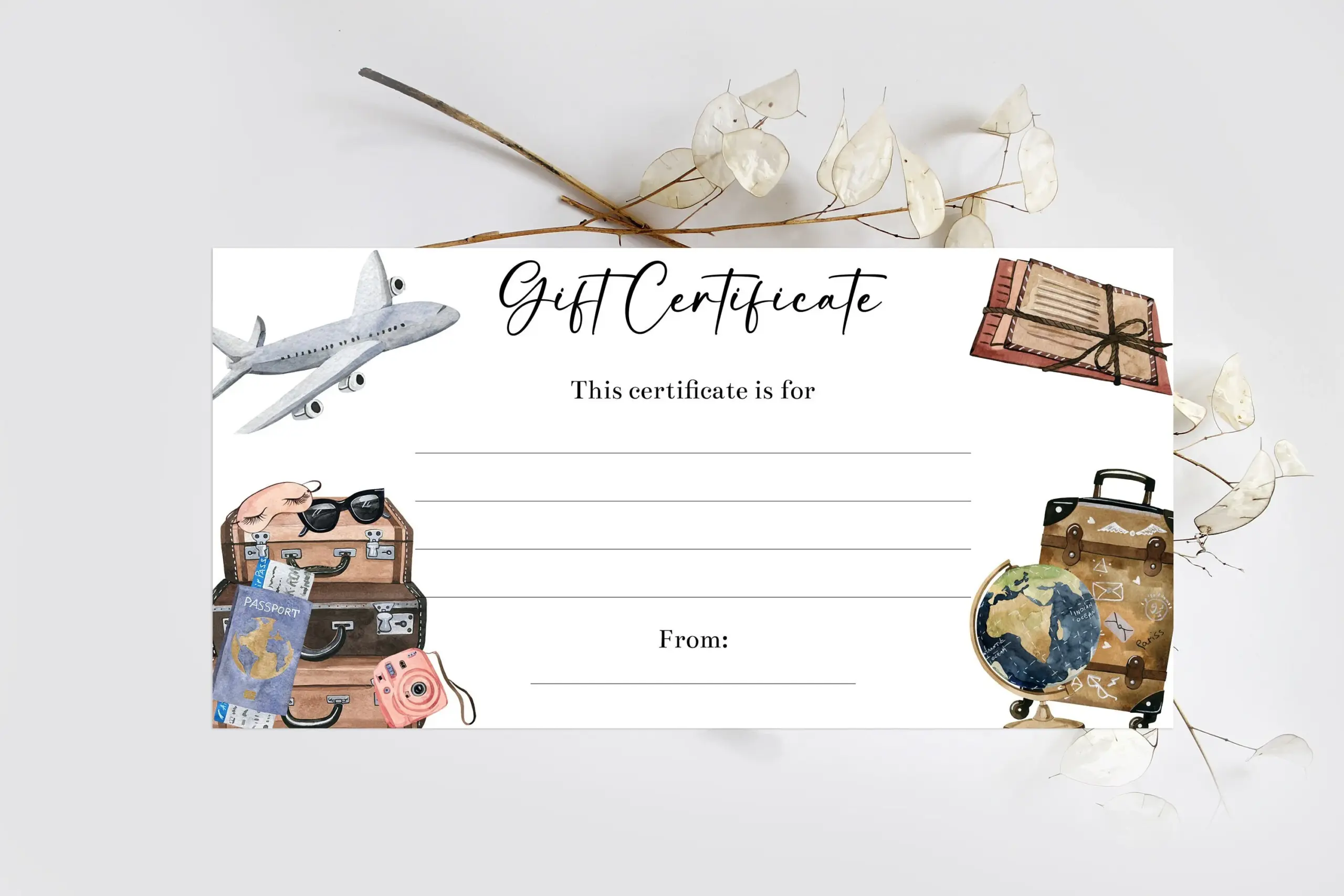 Editable Travel Gift Certificate Voucher