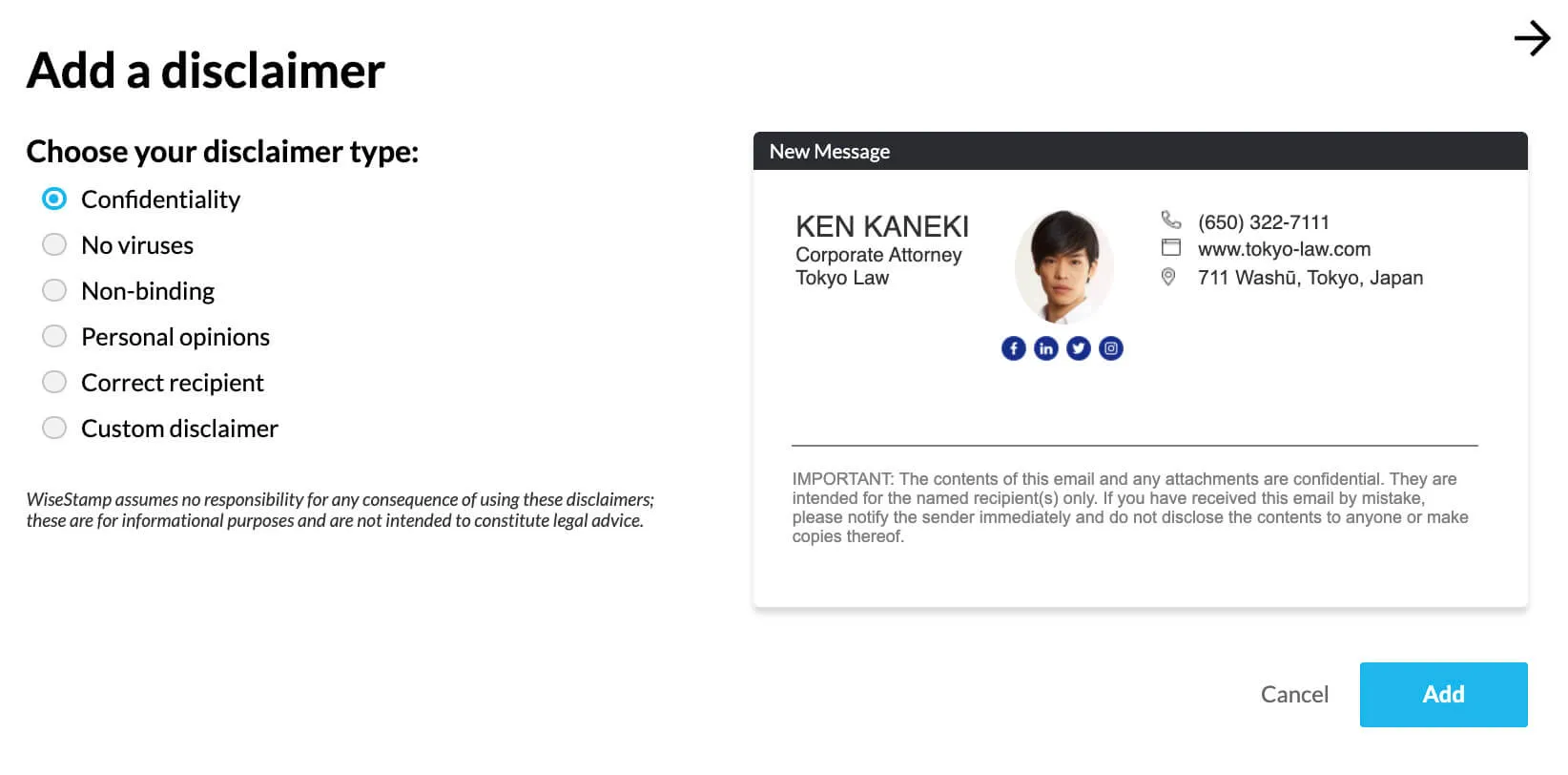 Email Signature Disclaimer