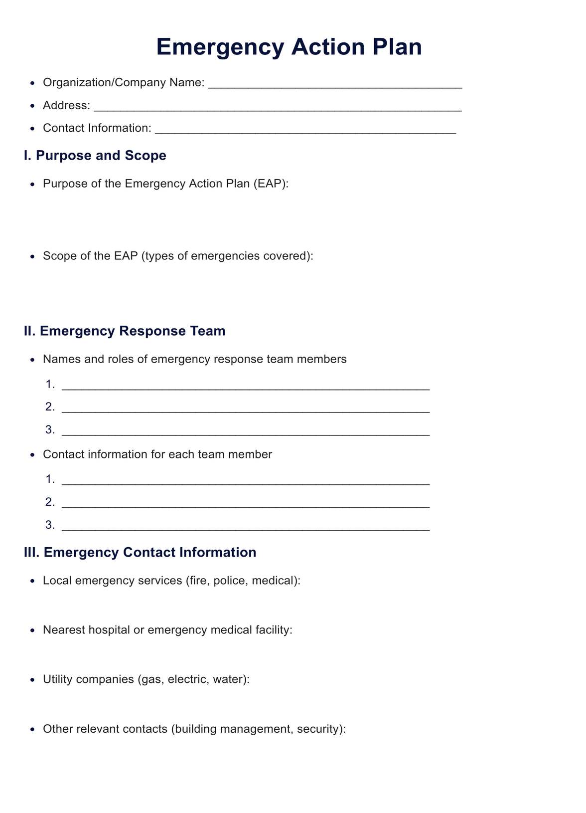 emergency response plan template sample