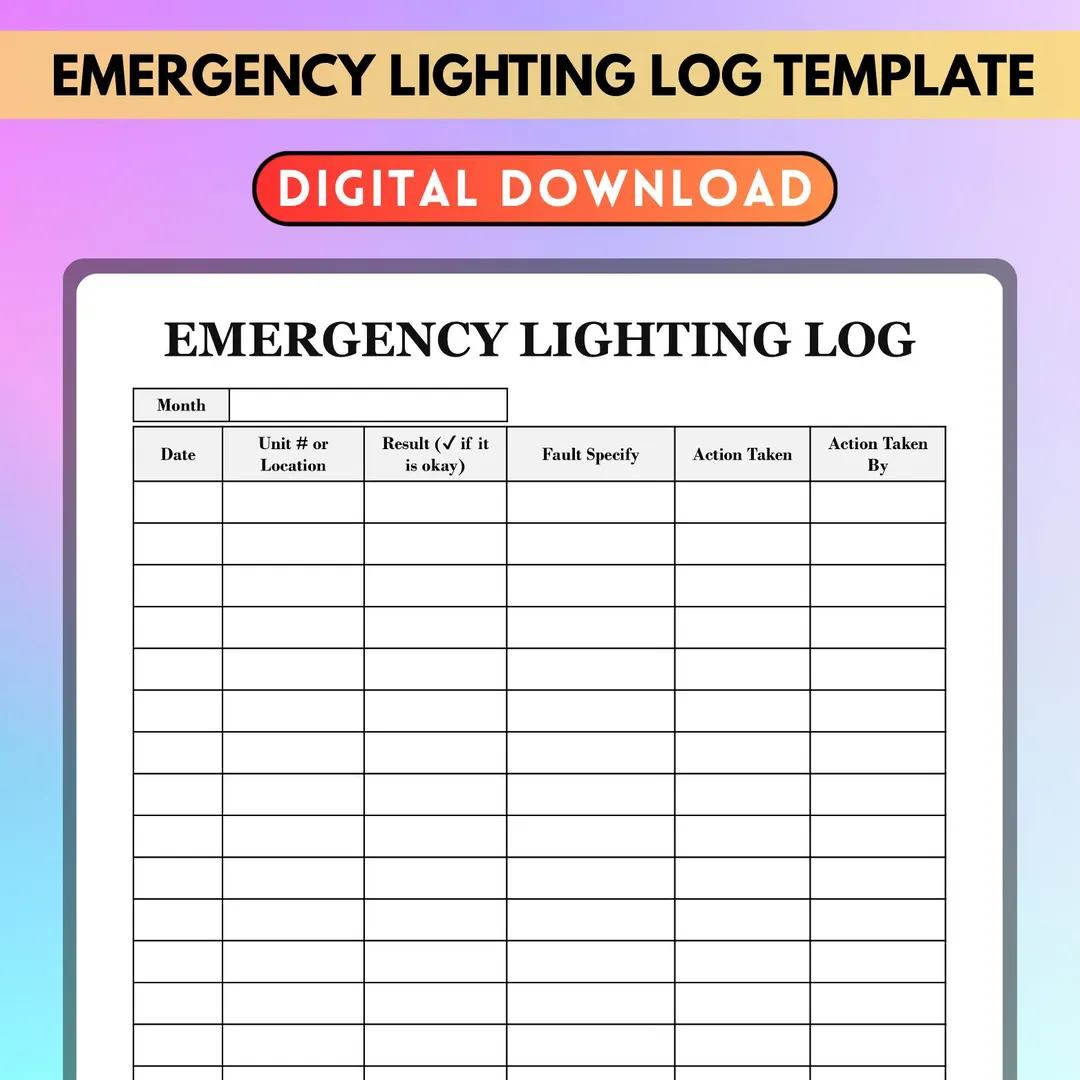 Emergency Lighting Log Inspection Emergency Lighting Log Inspection
