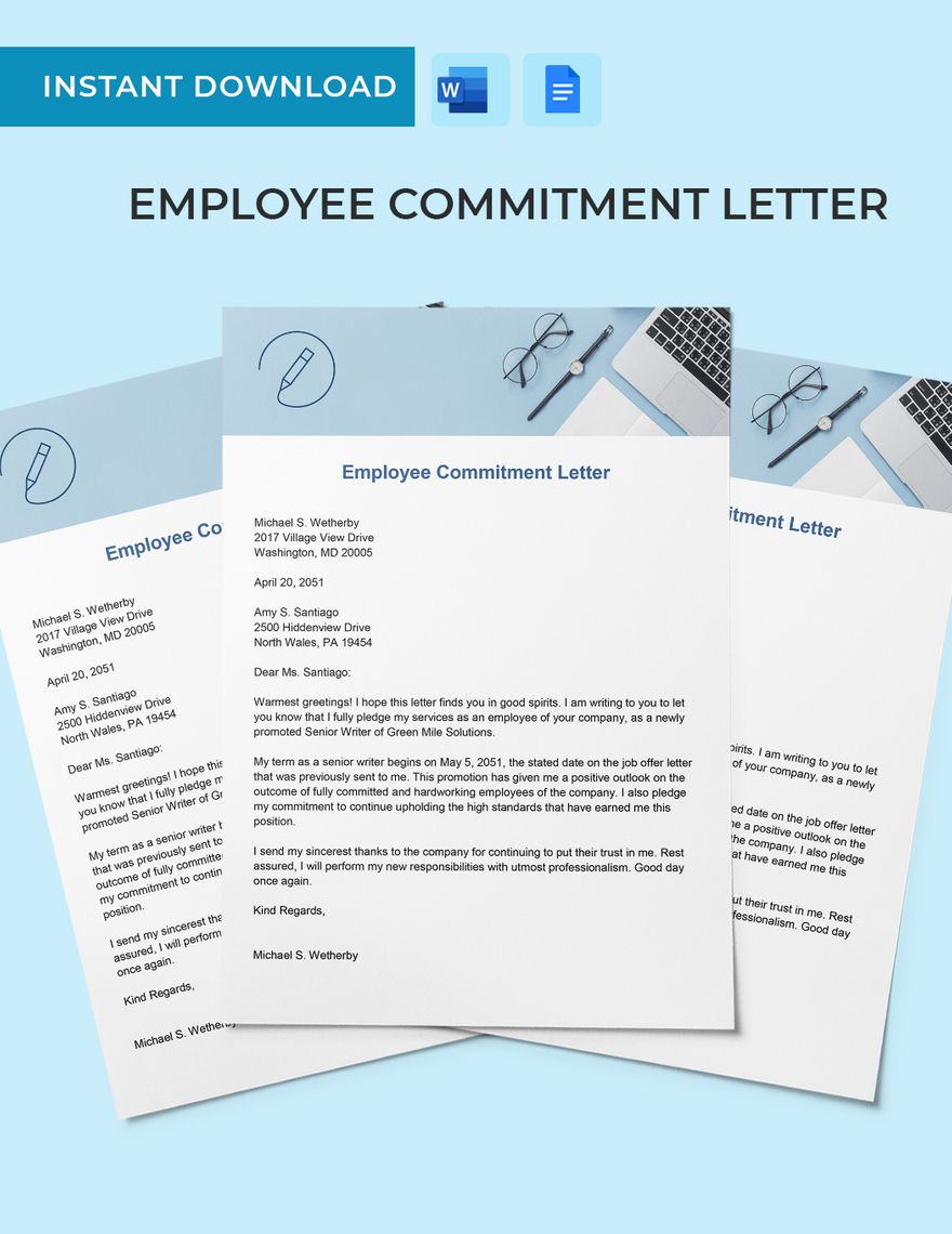 Employee Commitment Letter Employee Commitment Letter