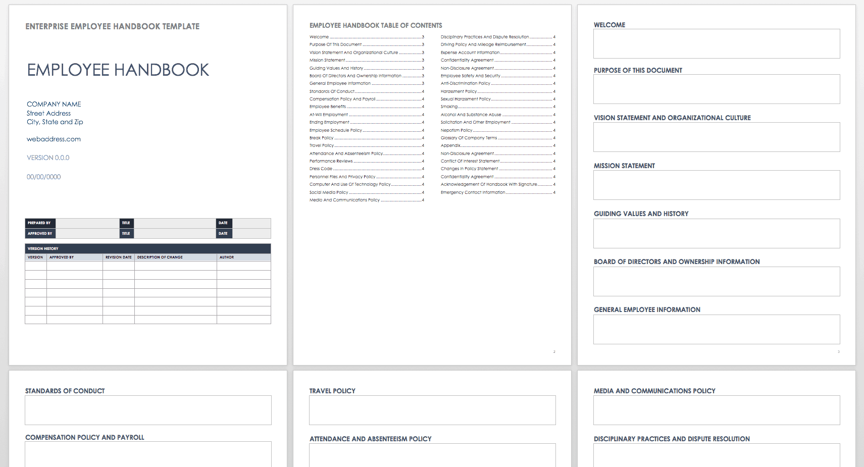 Employee Company Handbook Template
