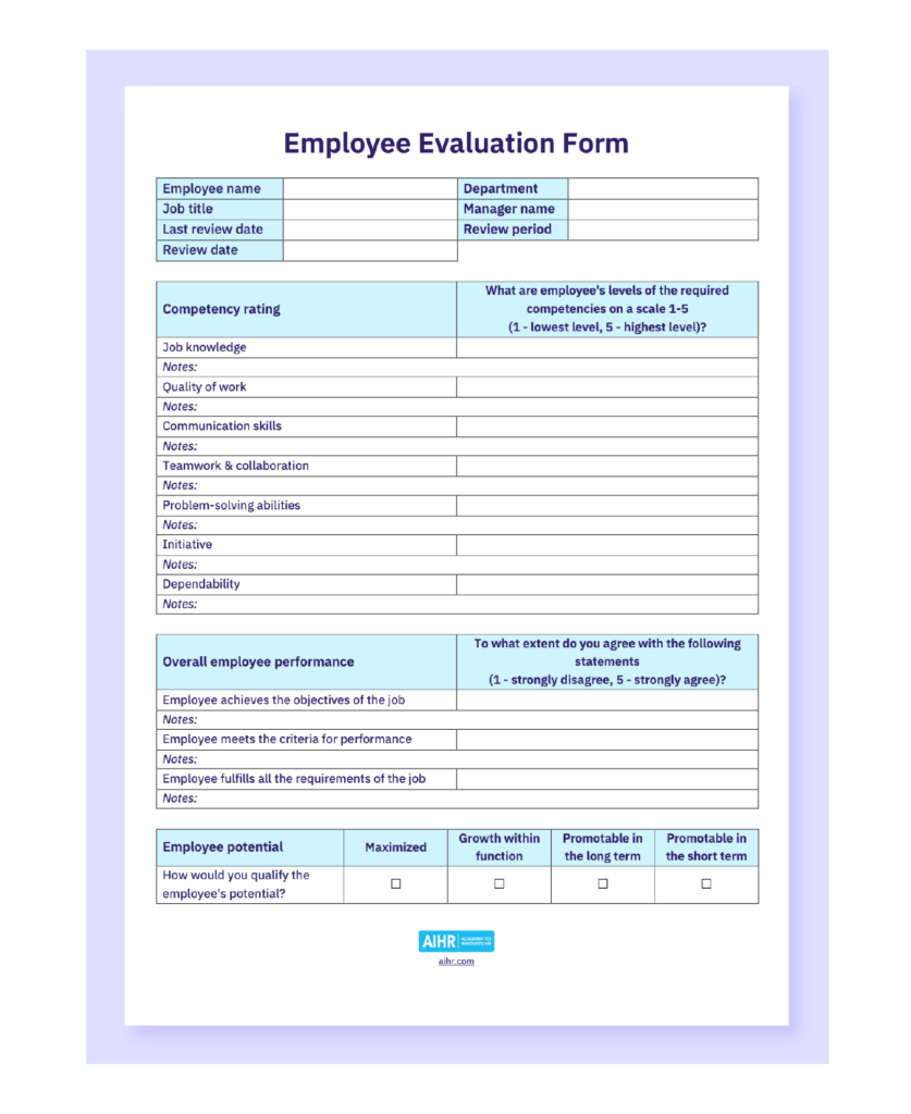Employee Evaluation Template