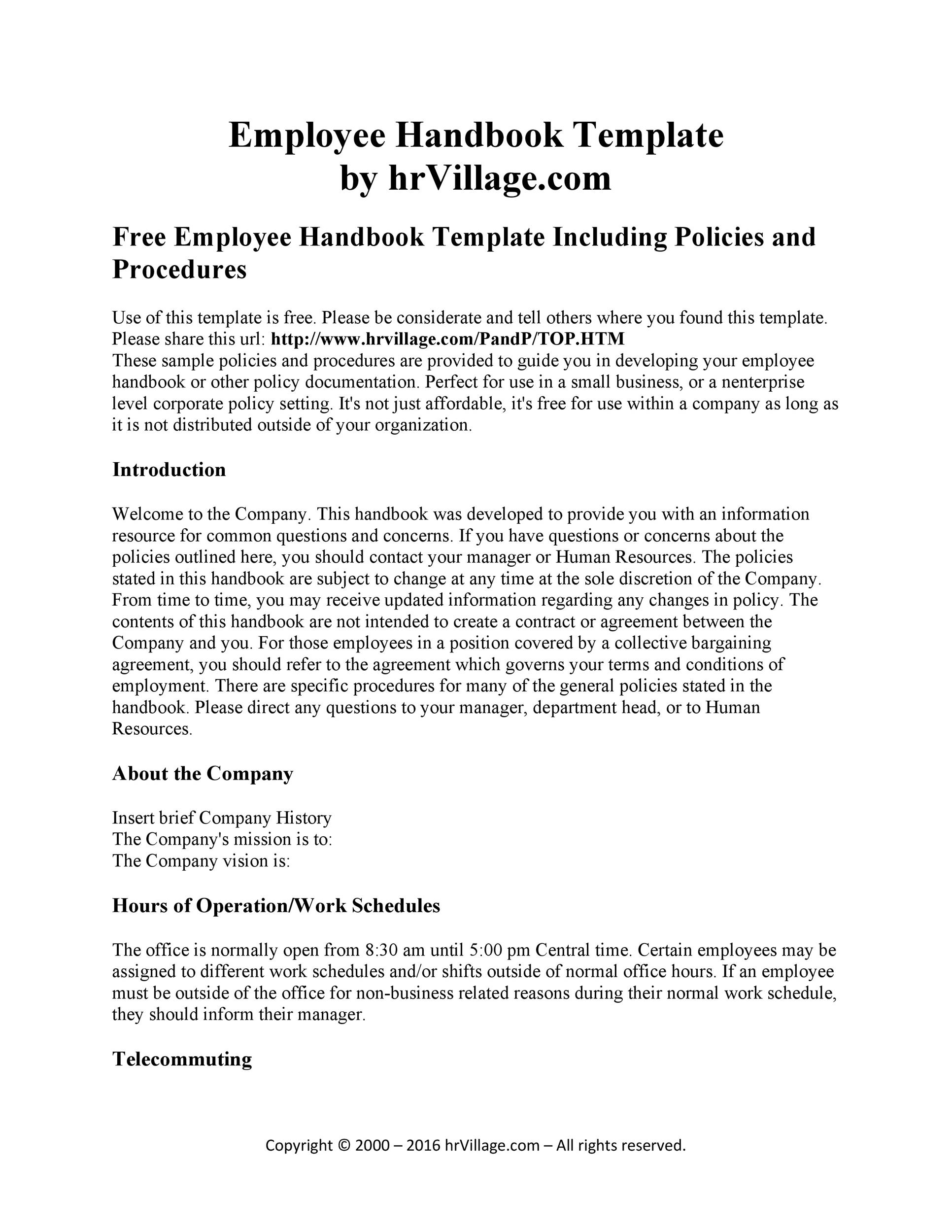 Employee Handbook Template