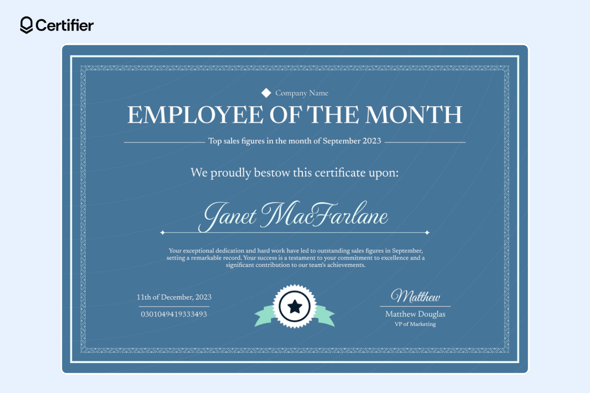 Employee Of The Month Certificate Templates