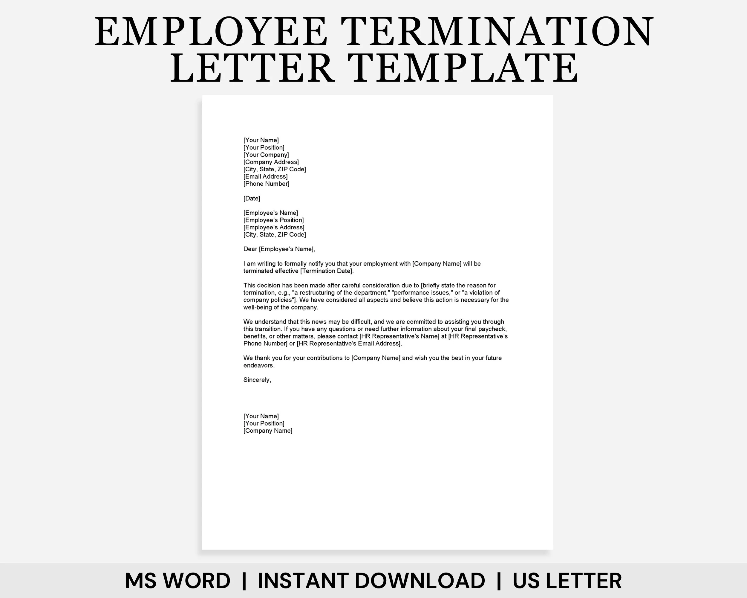 Employee Termination Letter Template Job