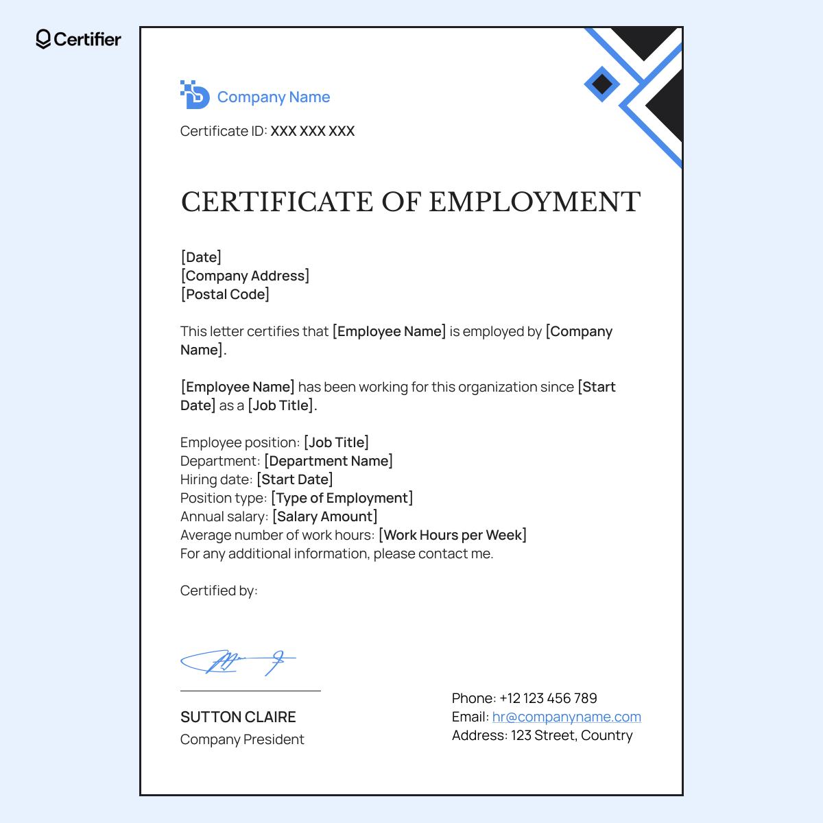 Employment Certificate Templates Employment Certificate Templates
