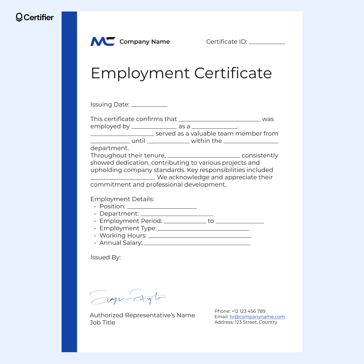 Employment Certificate Templates Employment Certificate Templates