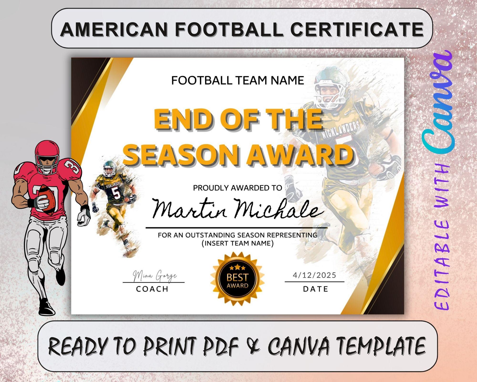 free printable football certificate template