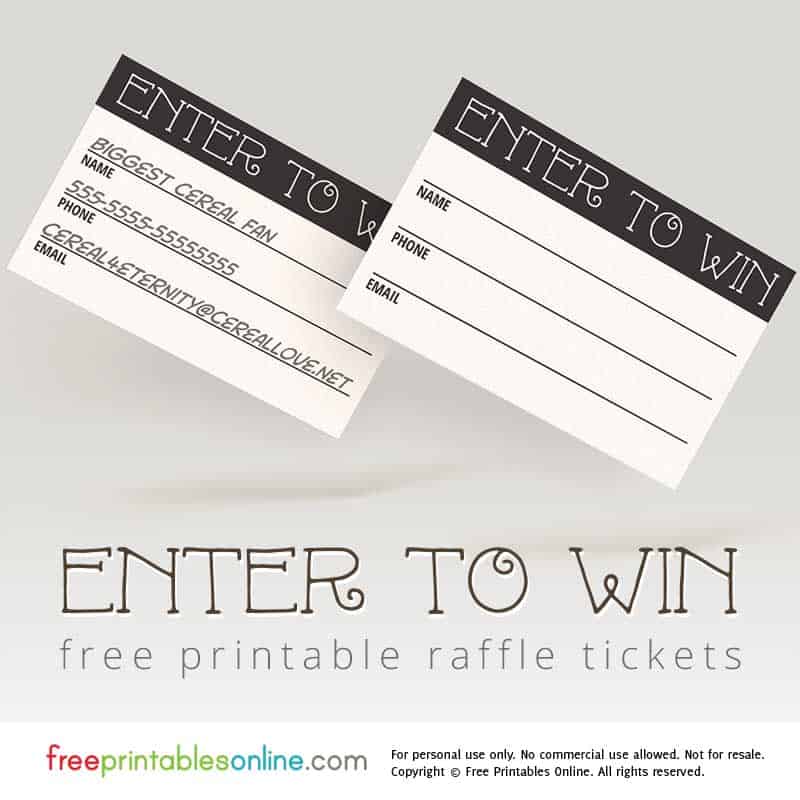 Enter To Win Printable Raffle Tickets