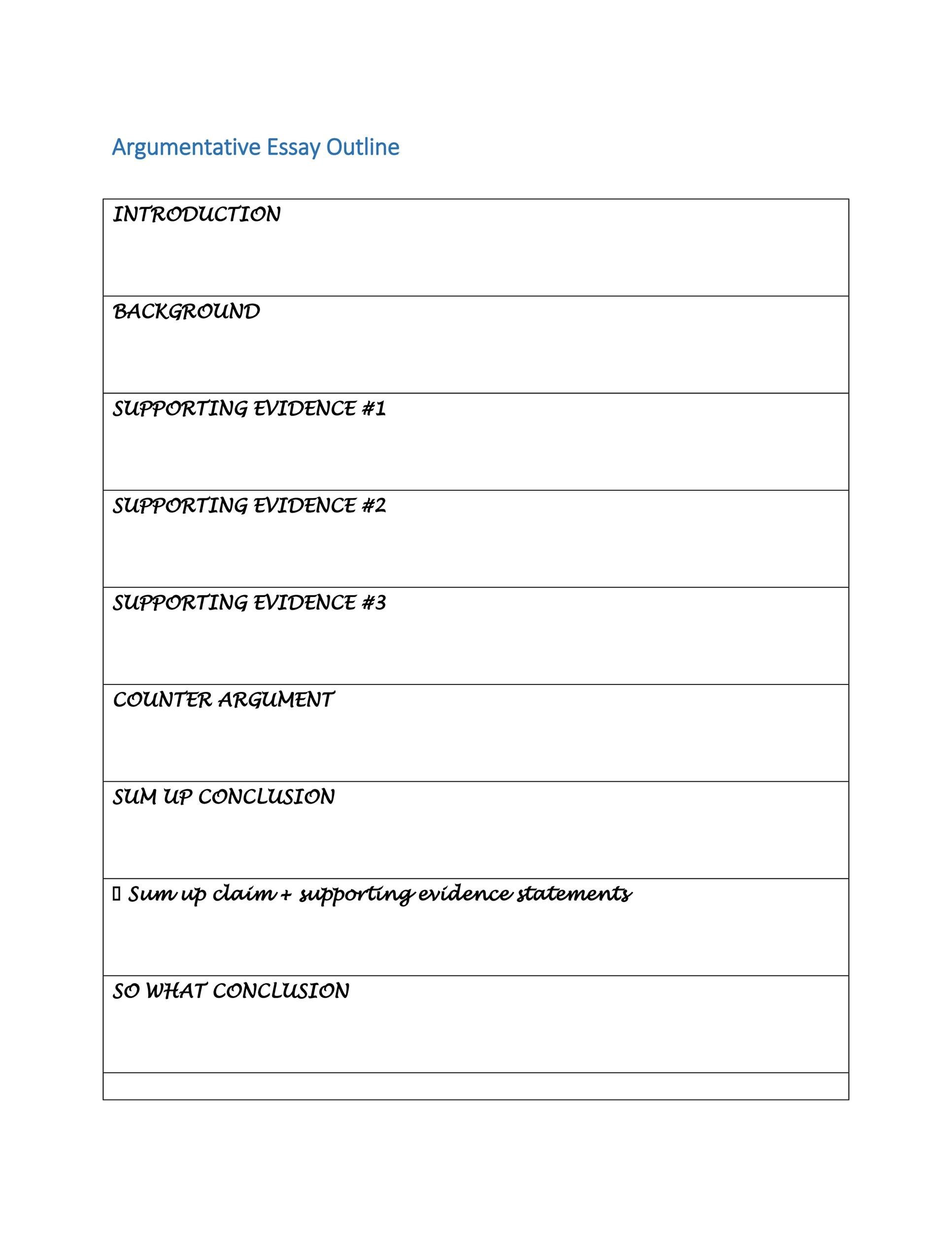 free printable essay outline template
