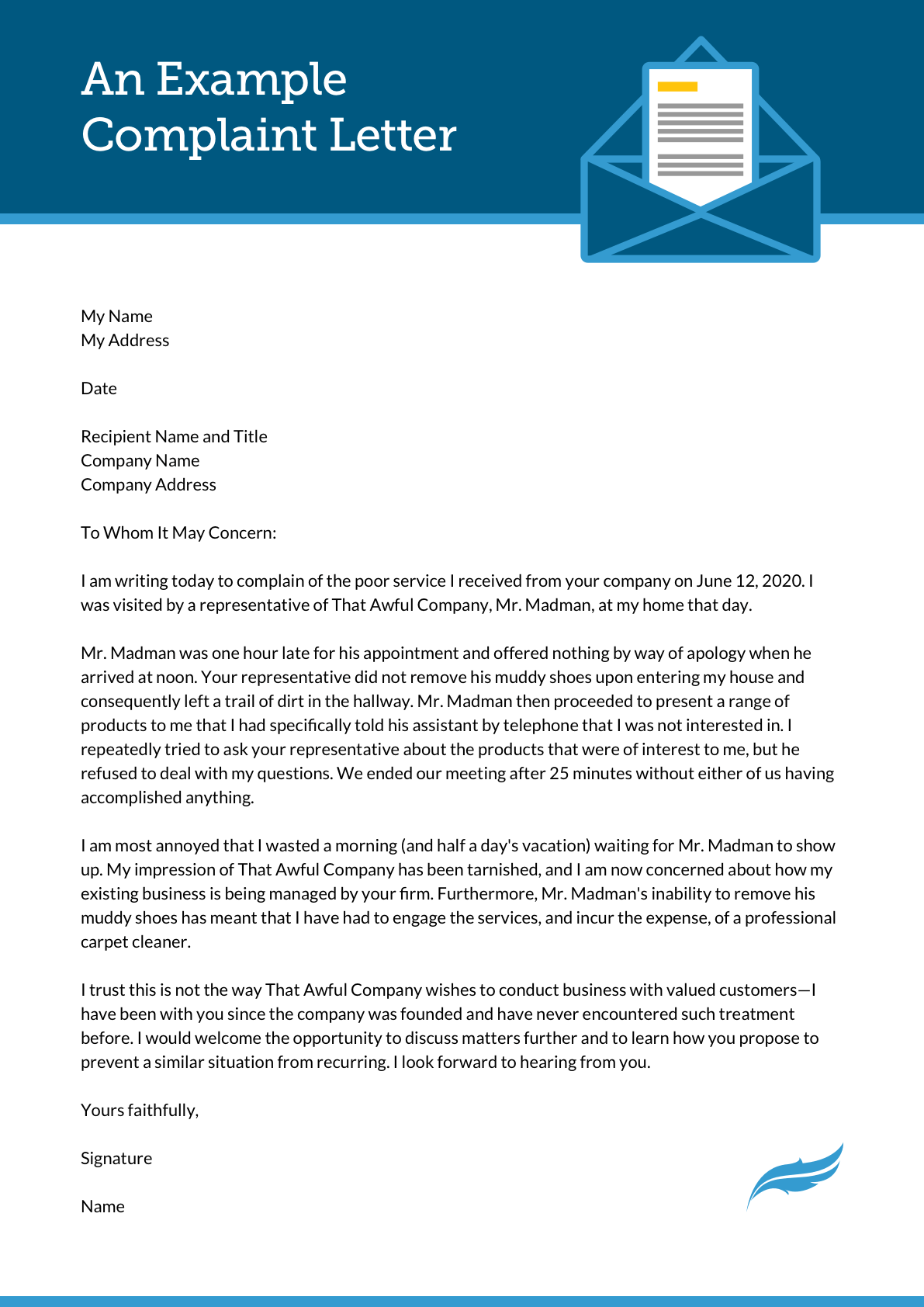 Example Complaint Letter en Example Complaint Letter en