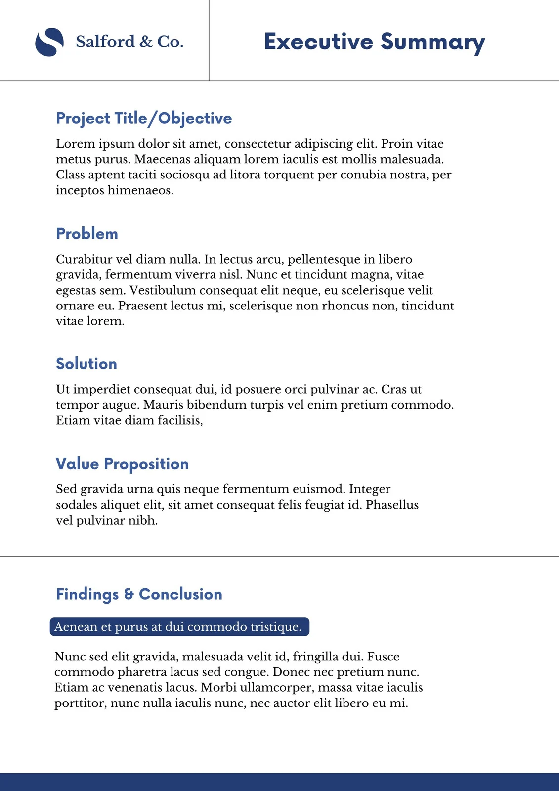 Executive Summaries Executive Summaries